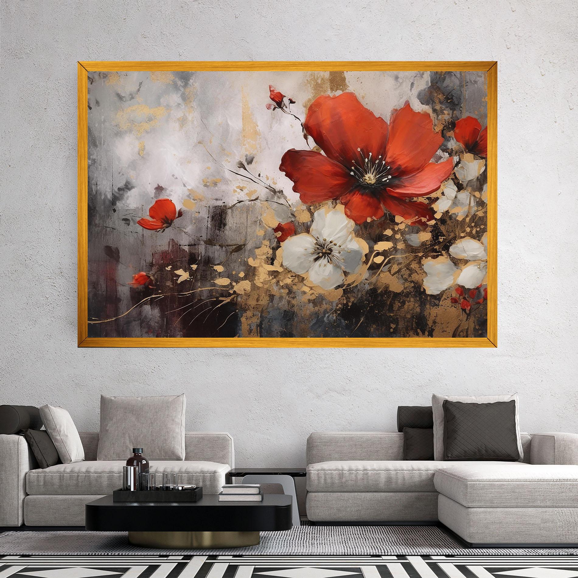 Leinwandbild Red Poppy Painting mockup 2