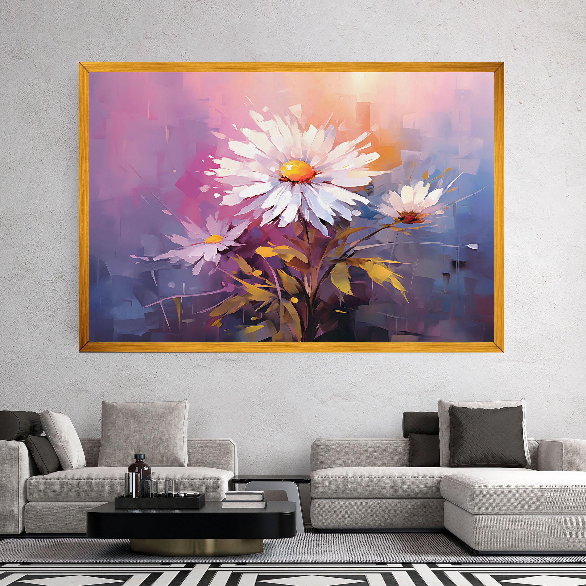 Leinwandbild White Flower On Purple mockup 2