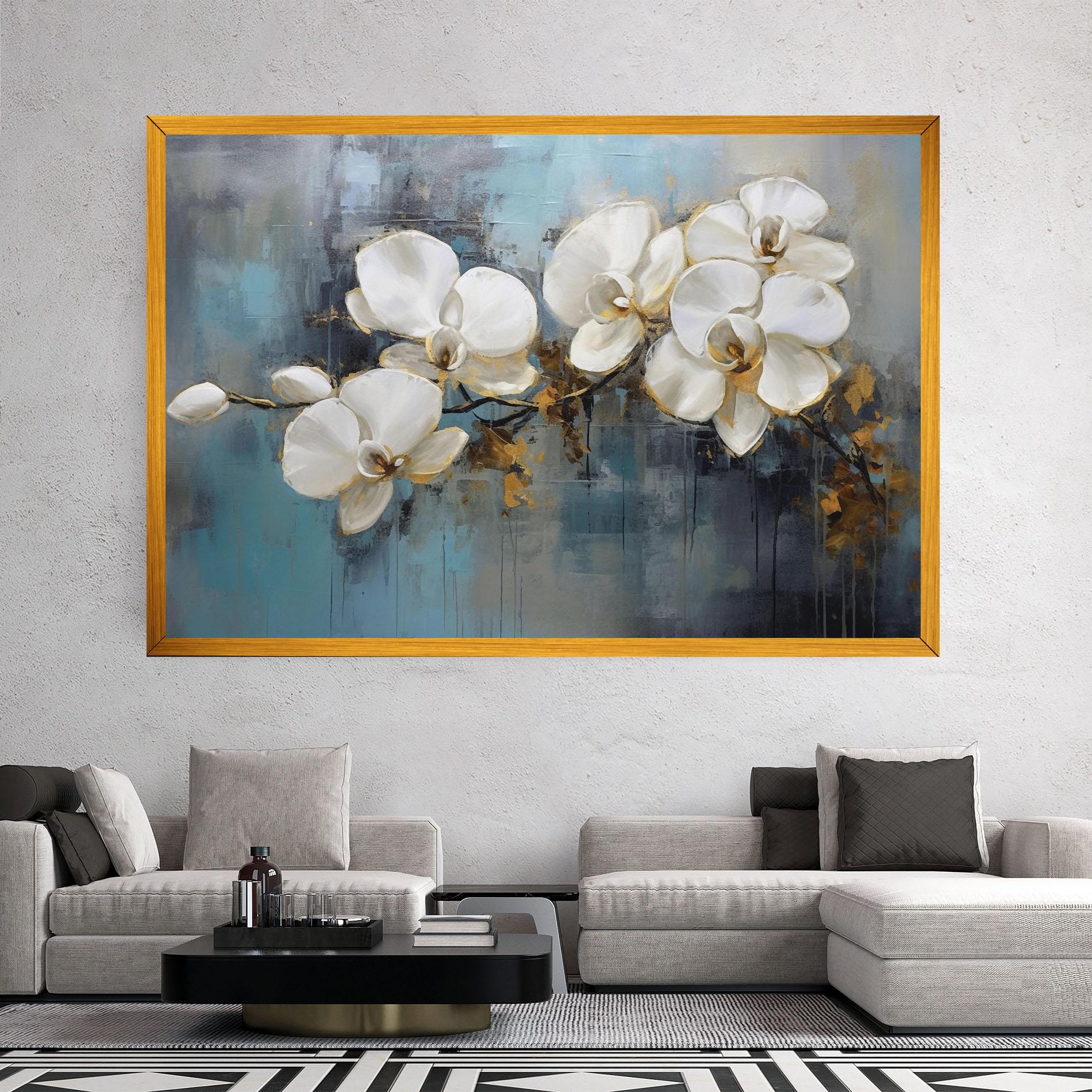 Leinwandbild White Orchids Painting mockup 2