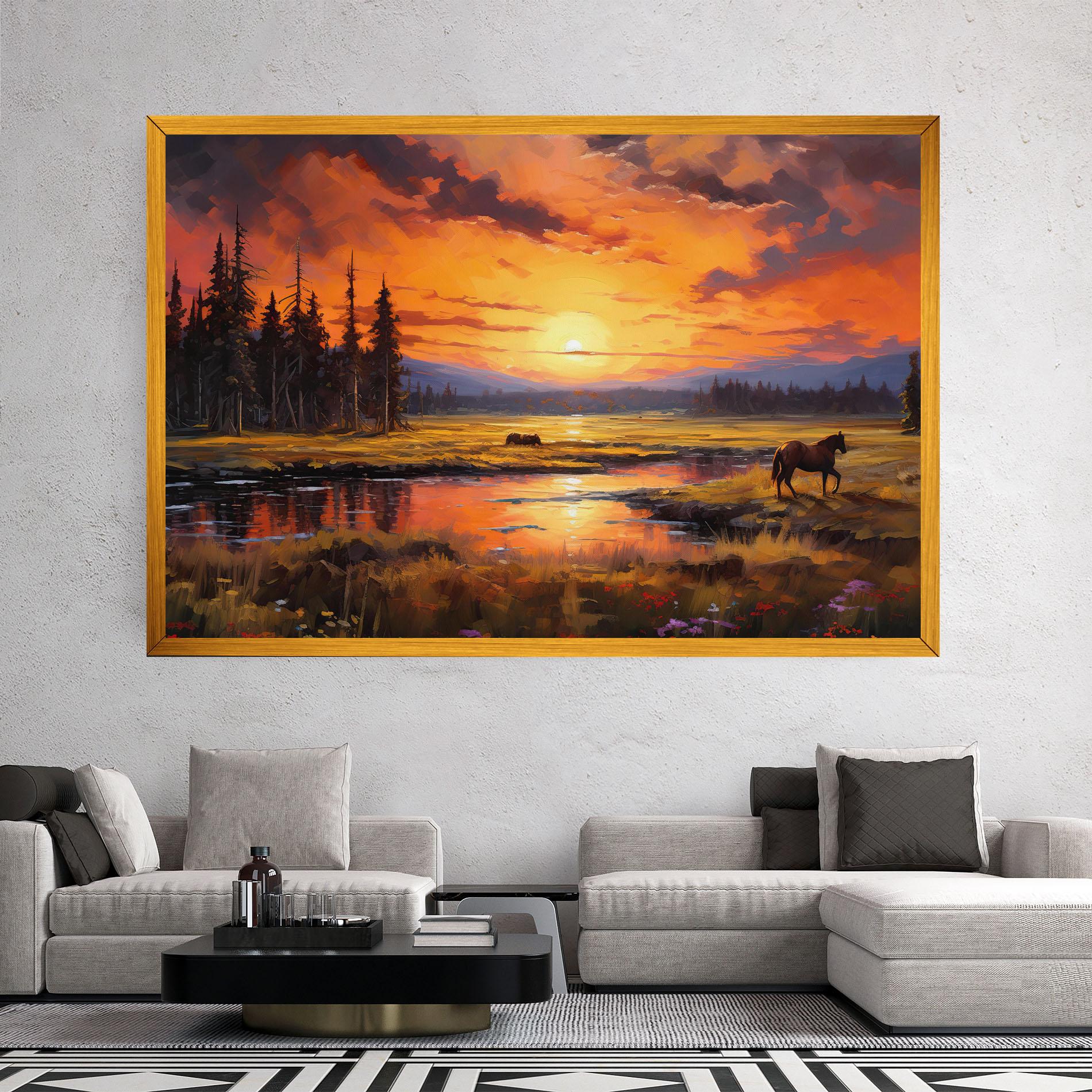 Leinwandbild Wild Horses Painting mockup 2