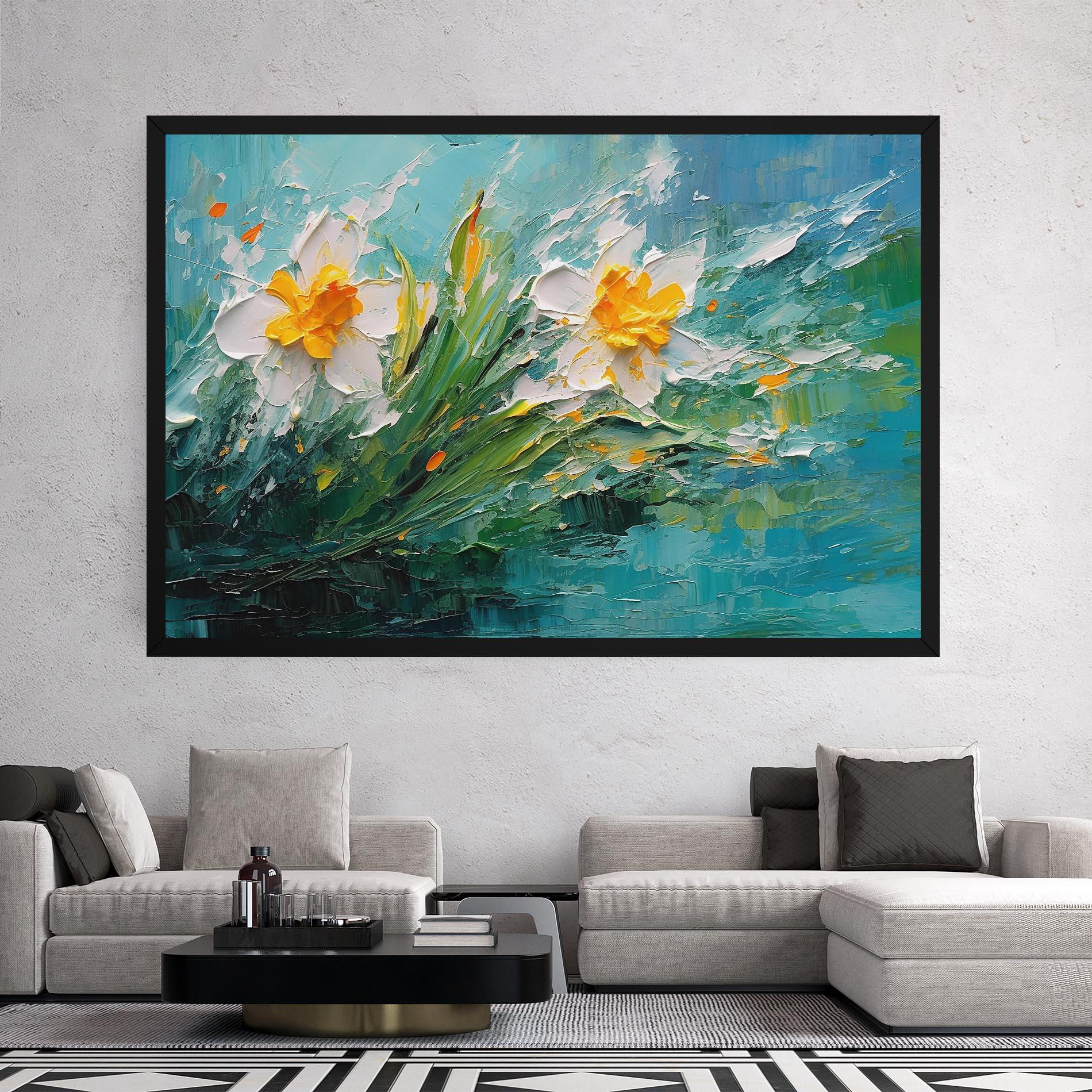 Leinwandbild Abstract Flower Painting mockup 2