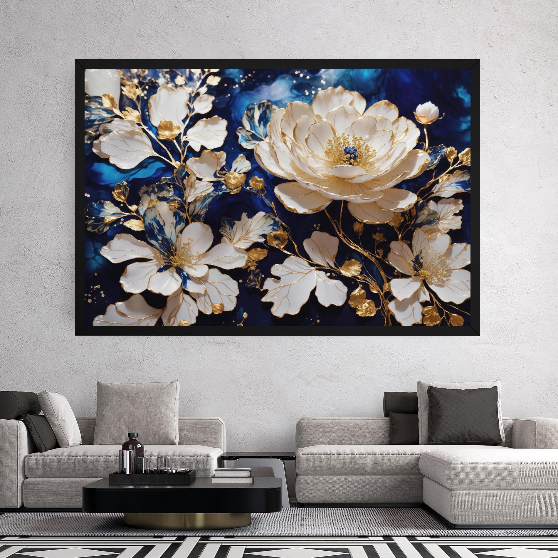 Leinwandbild Beautiful Golden White Rose mockup 2