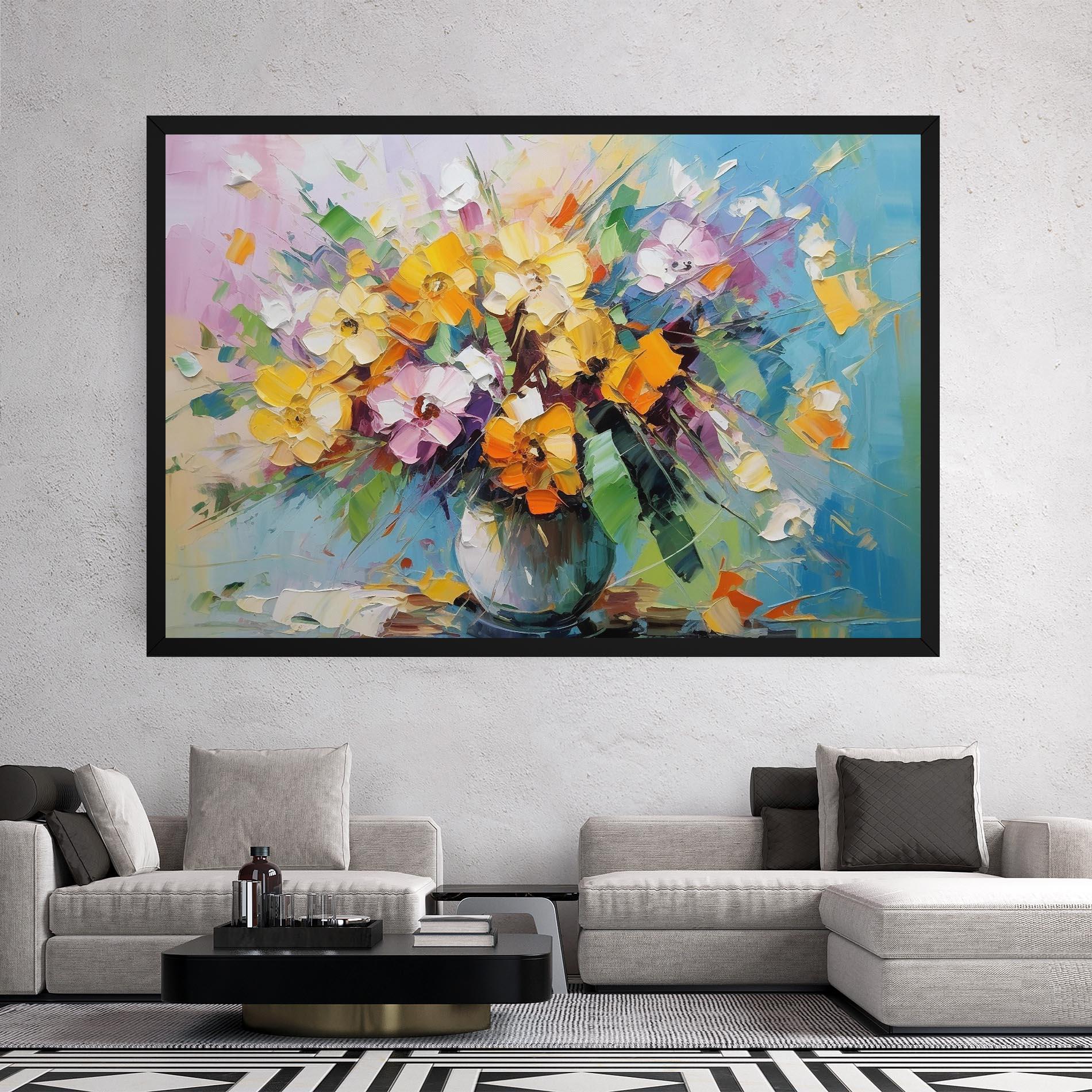 Leinwandbild Colorfull Flowers Painting mockup 2