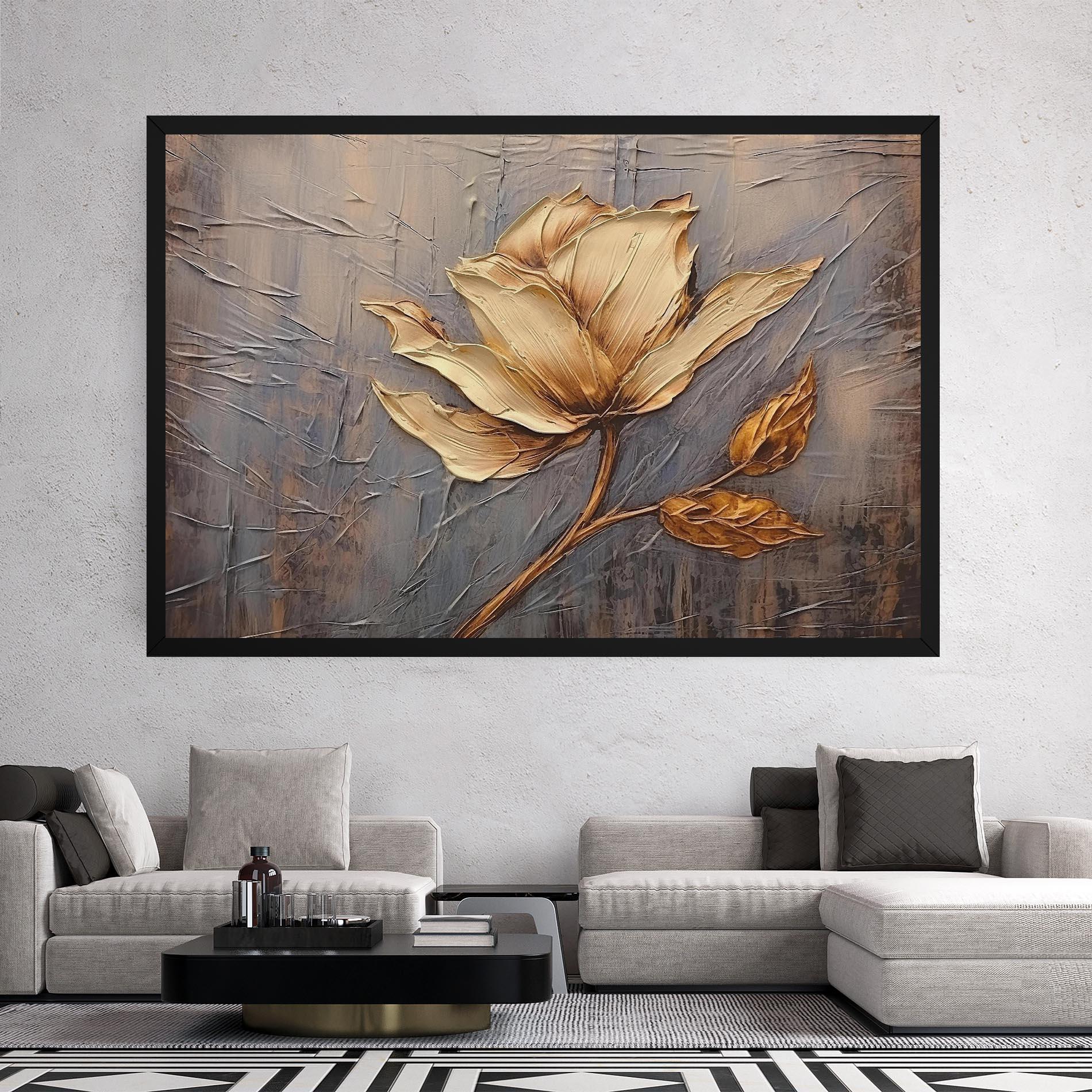 Leinwandbild Cream Rose On Blue mockup 2