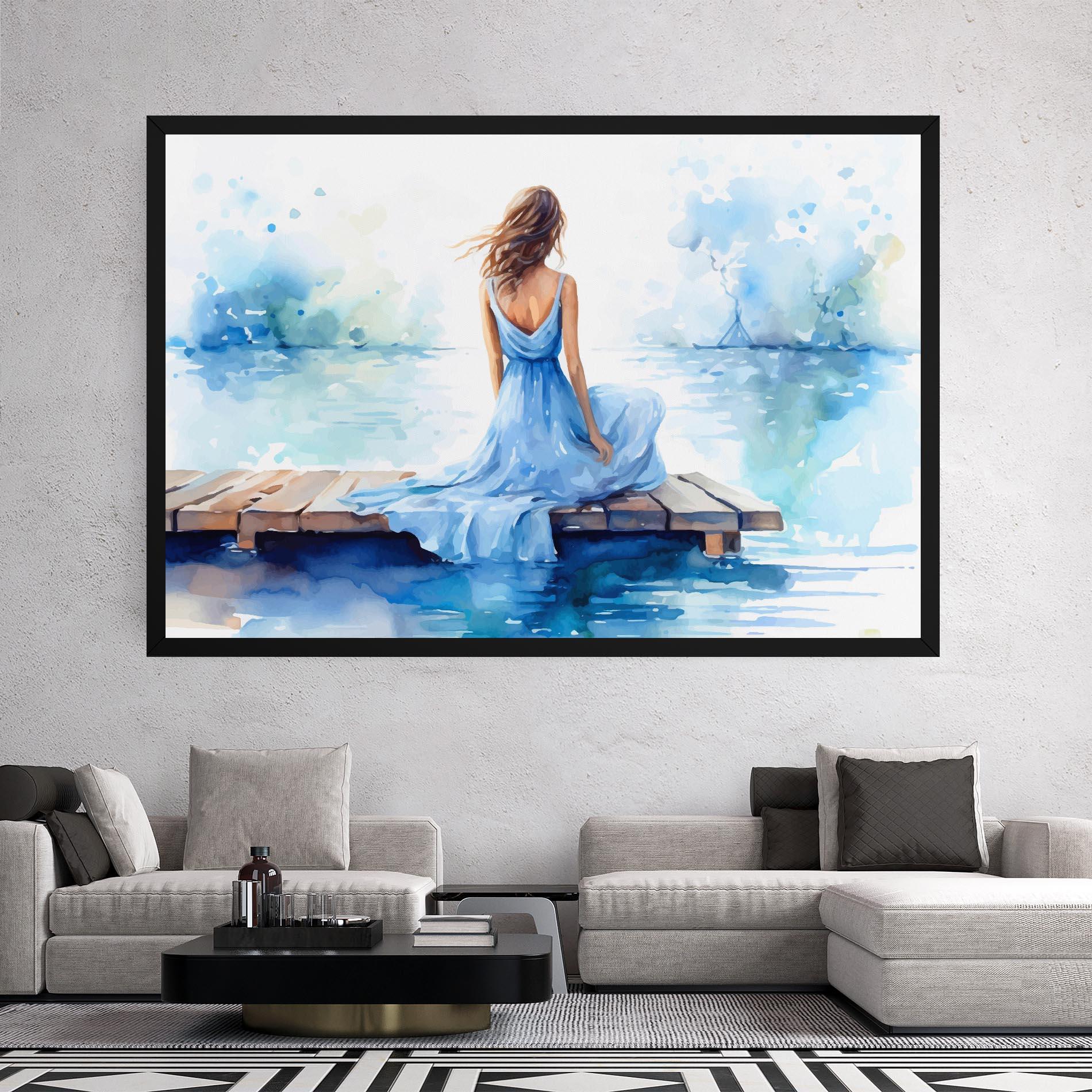 Leinwandbild Lake Blue Woman mockup 2
