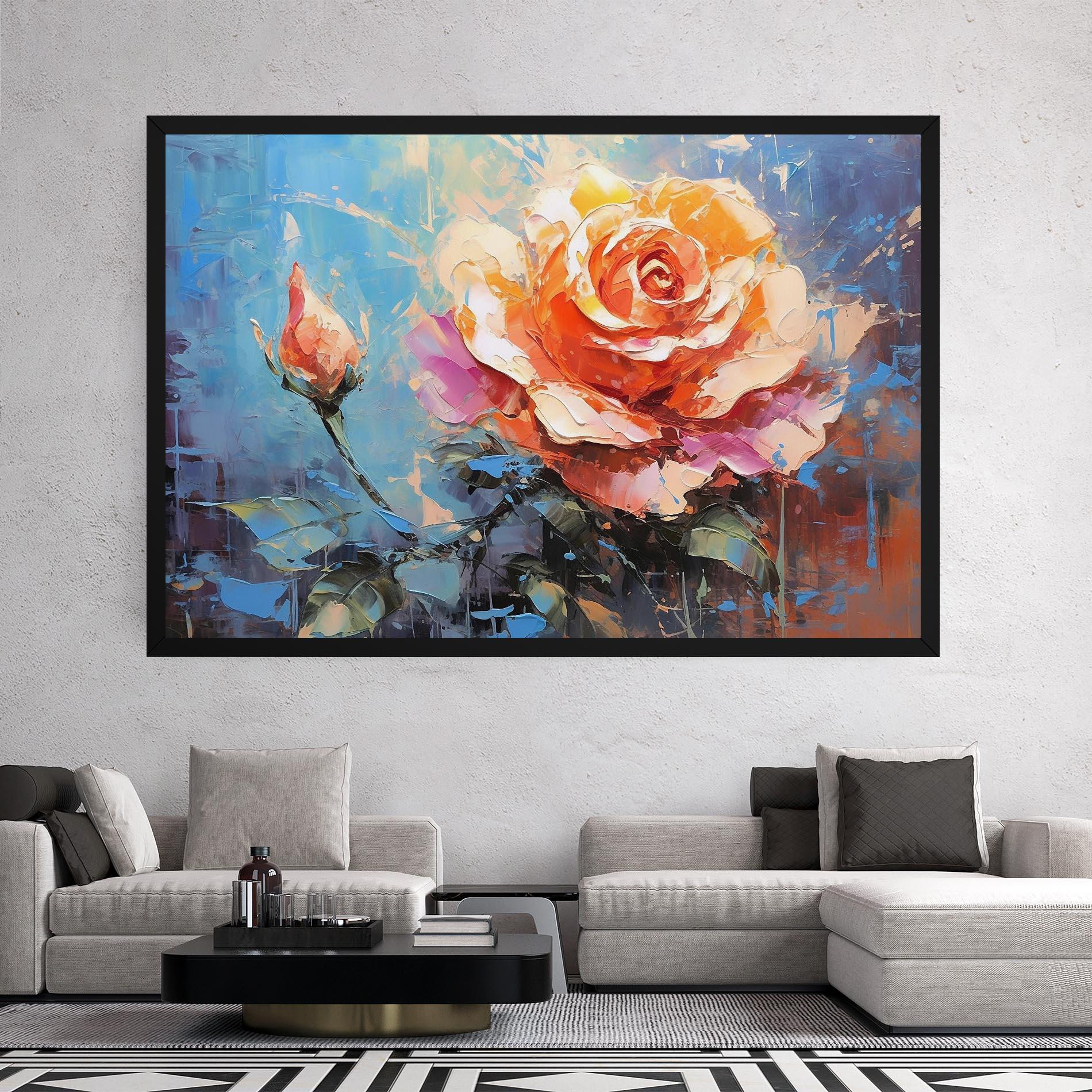 Leinwandbild Pretty Pink Rose Art mockup 2