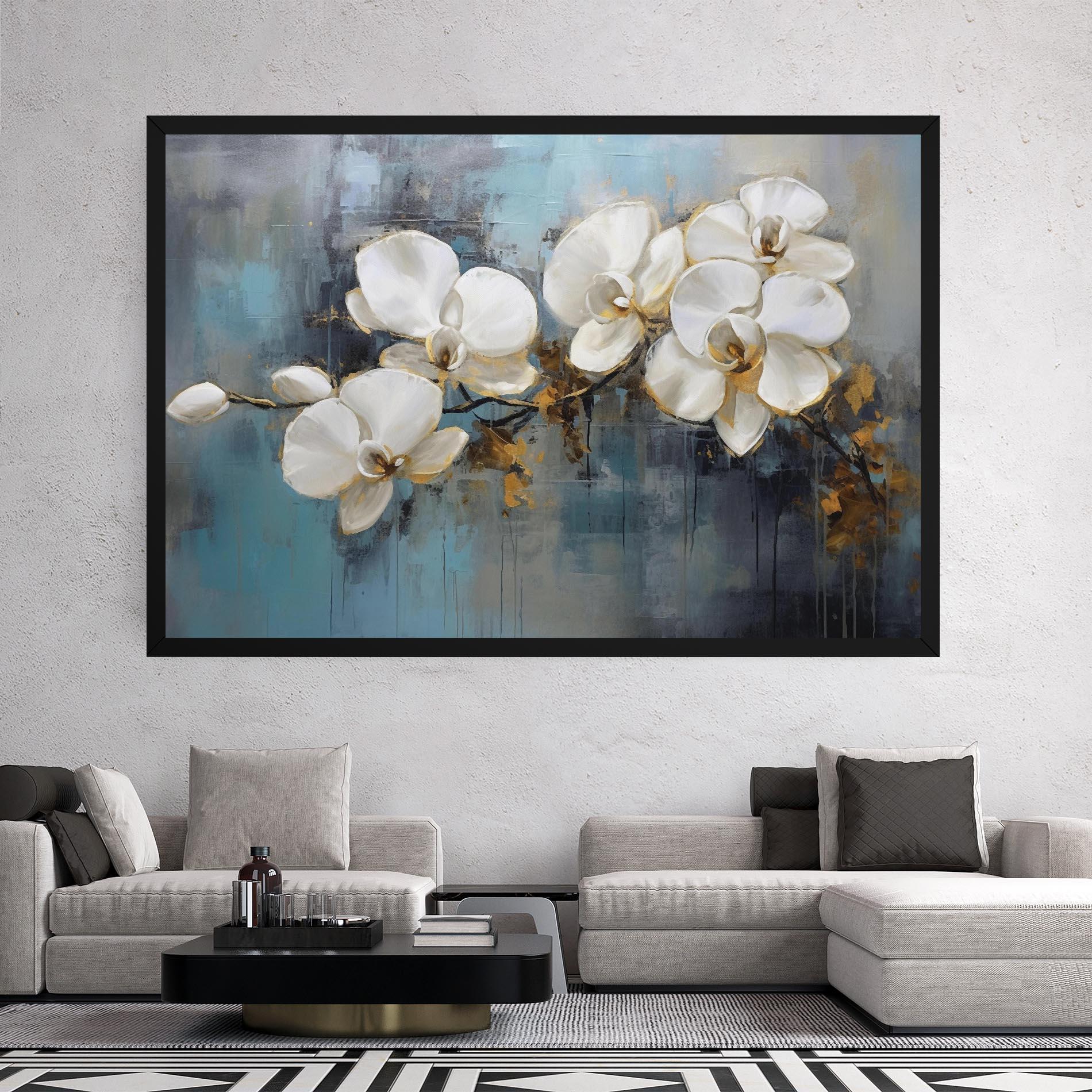 Leinwandbild White Orchids Painting mockup 2