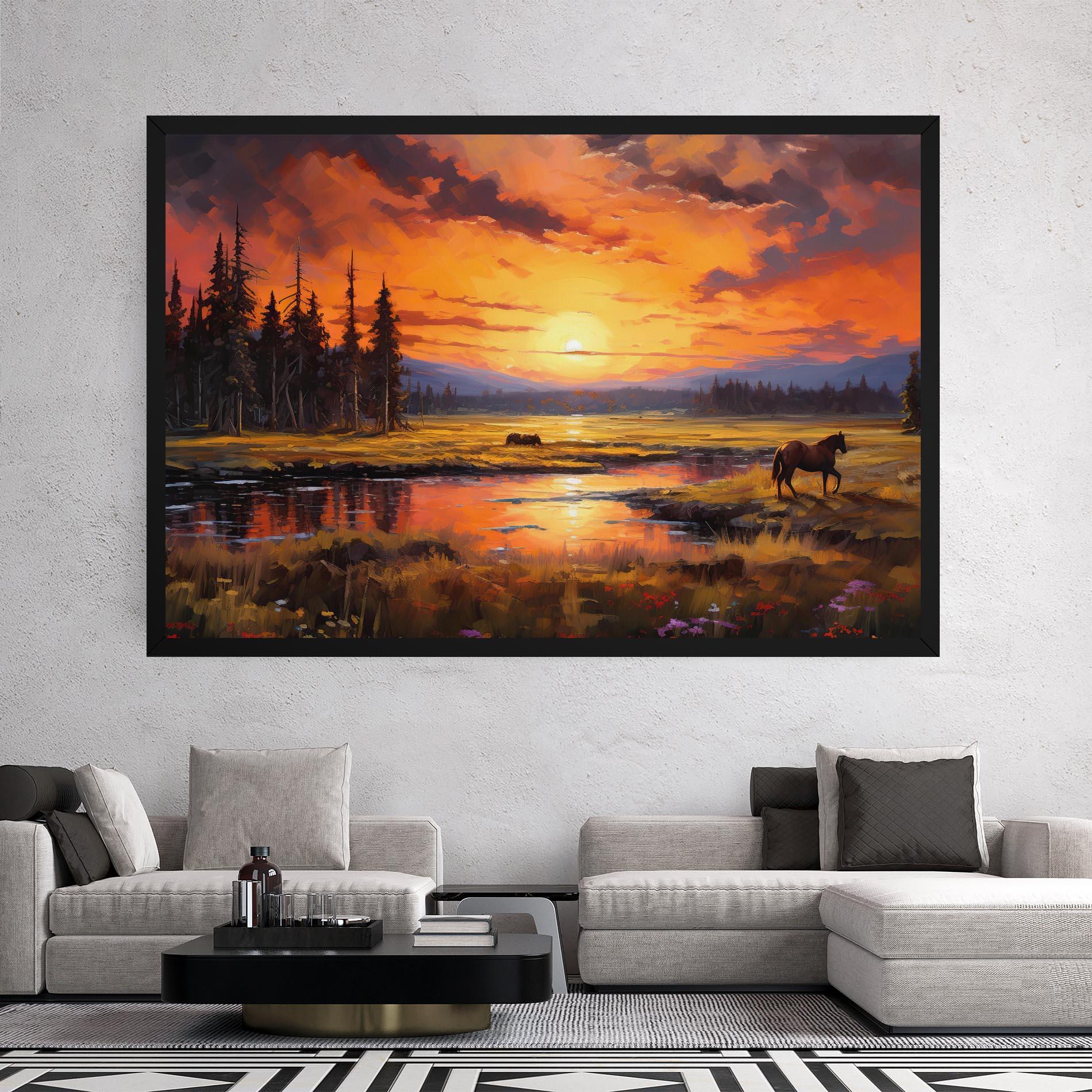 Leinwandbild Wild Horses Painting mockup 2