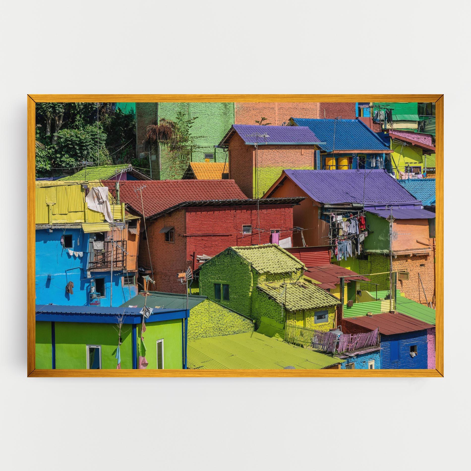 Leinwandbild Colorful Small Houses mockup 0