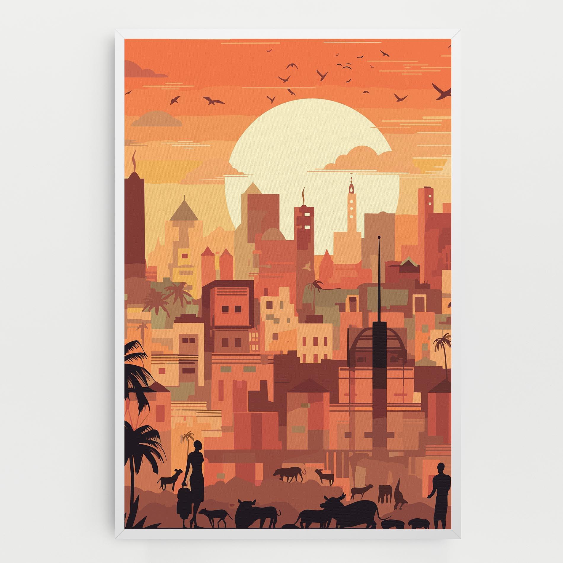 Leinwandbild Africa City Sunset mockup 0