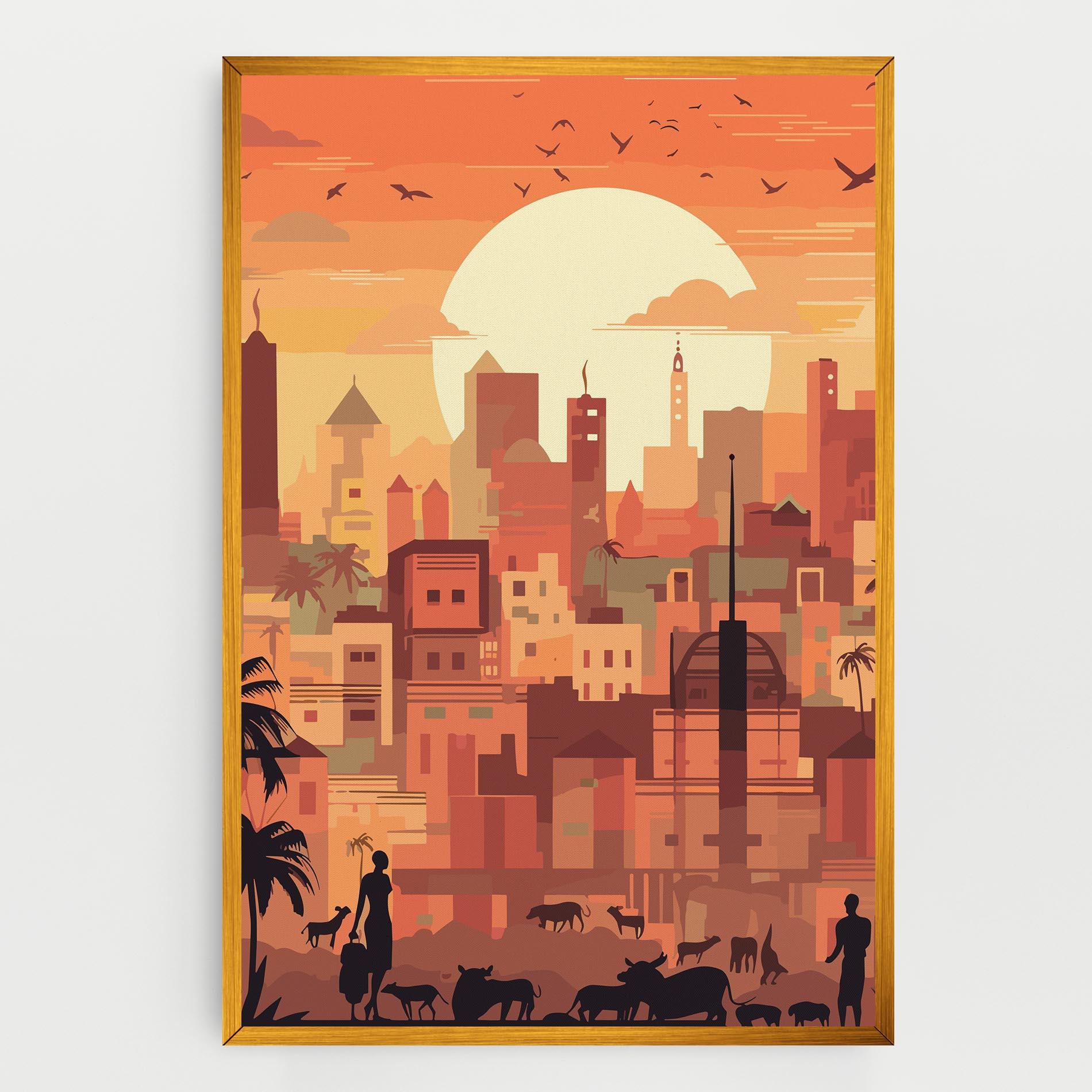 Leinwandbild Africa City Sunset mockup 0