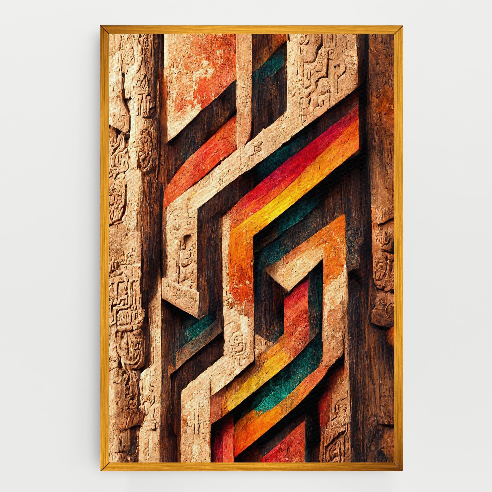 Leinwandbild Mayan Style Wood mockup 0