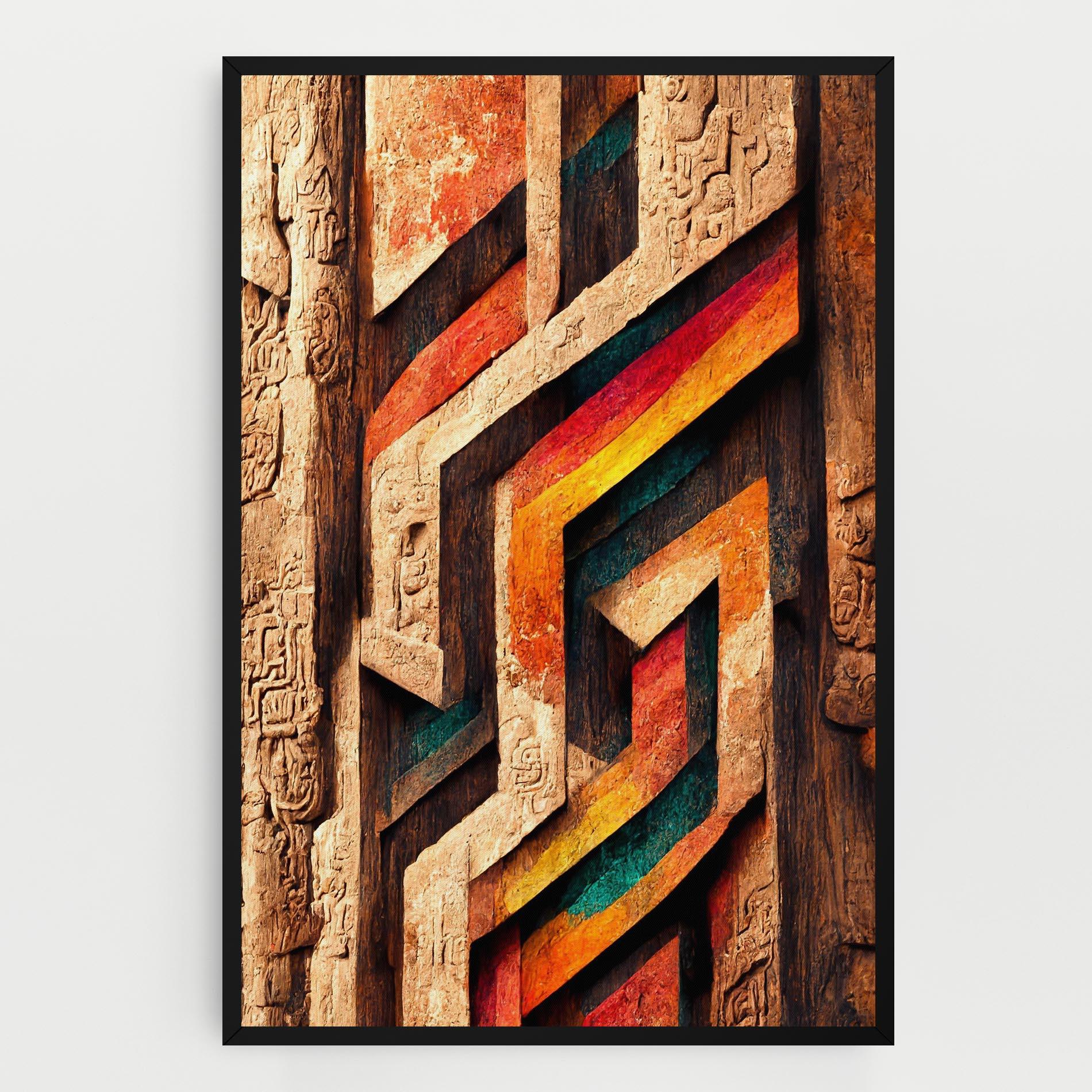 Leinwandbild Mayan Style Wood mockup 0