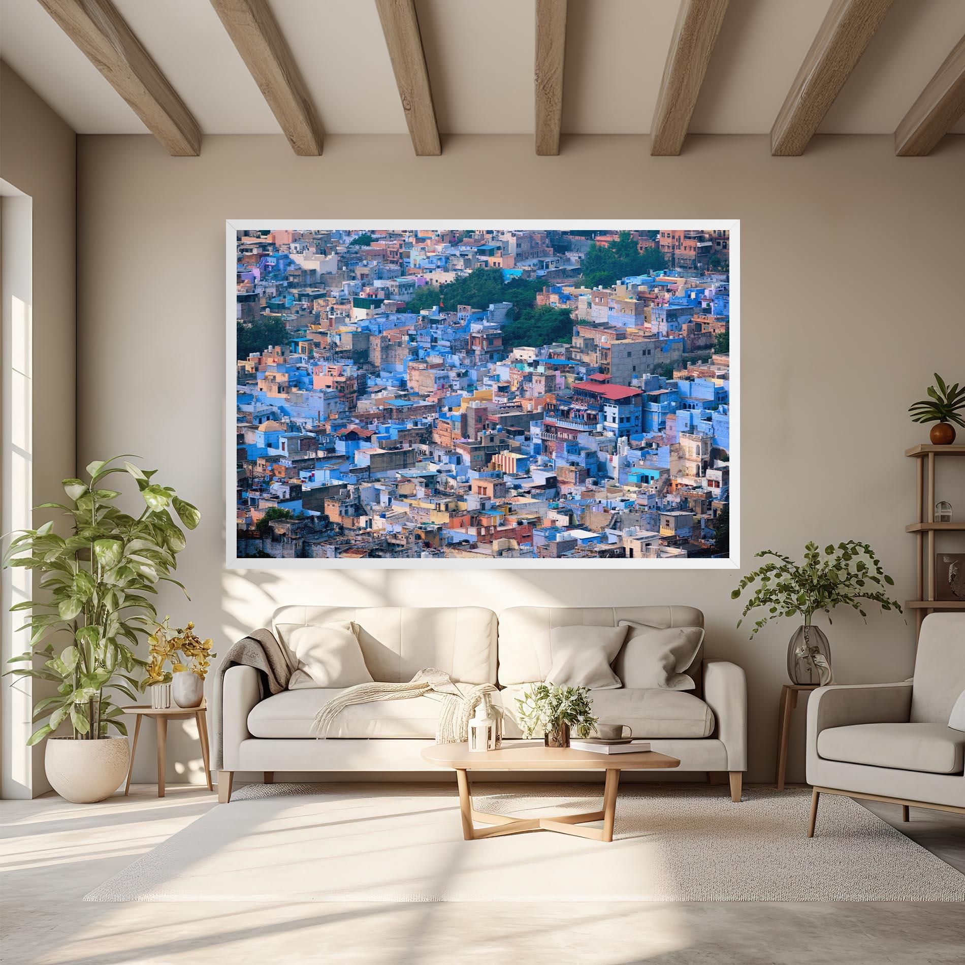 Leinwandbild Blue City India mockup 6