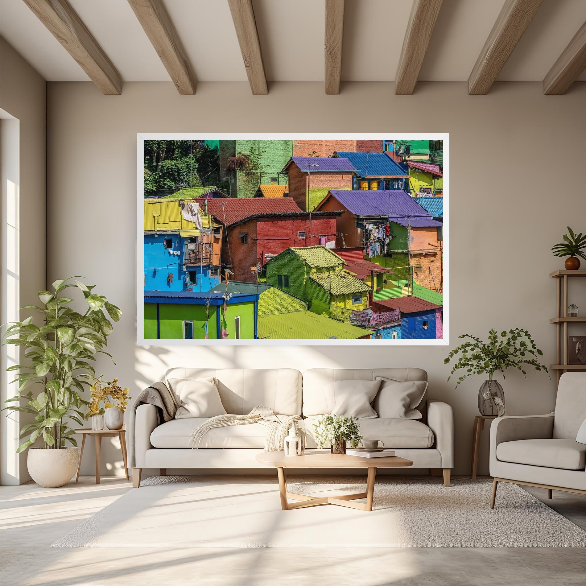 Leinwandbild Colorful Small Houses mockup 6