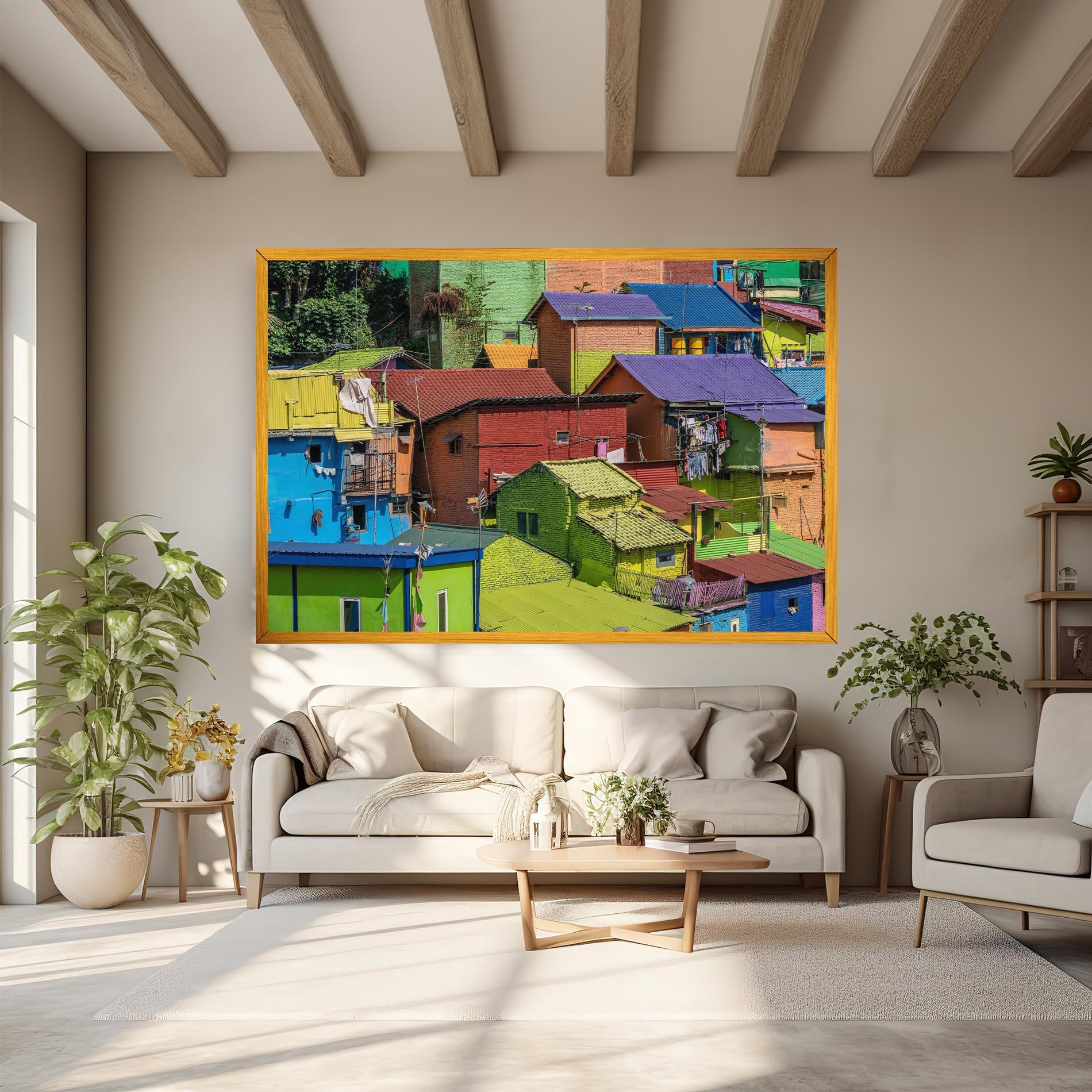 Leinwandbild Colorful Small Houses mockup 6