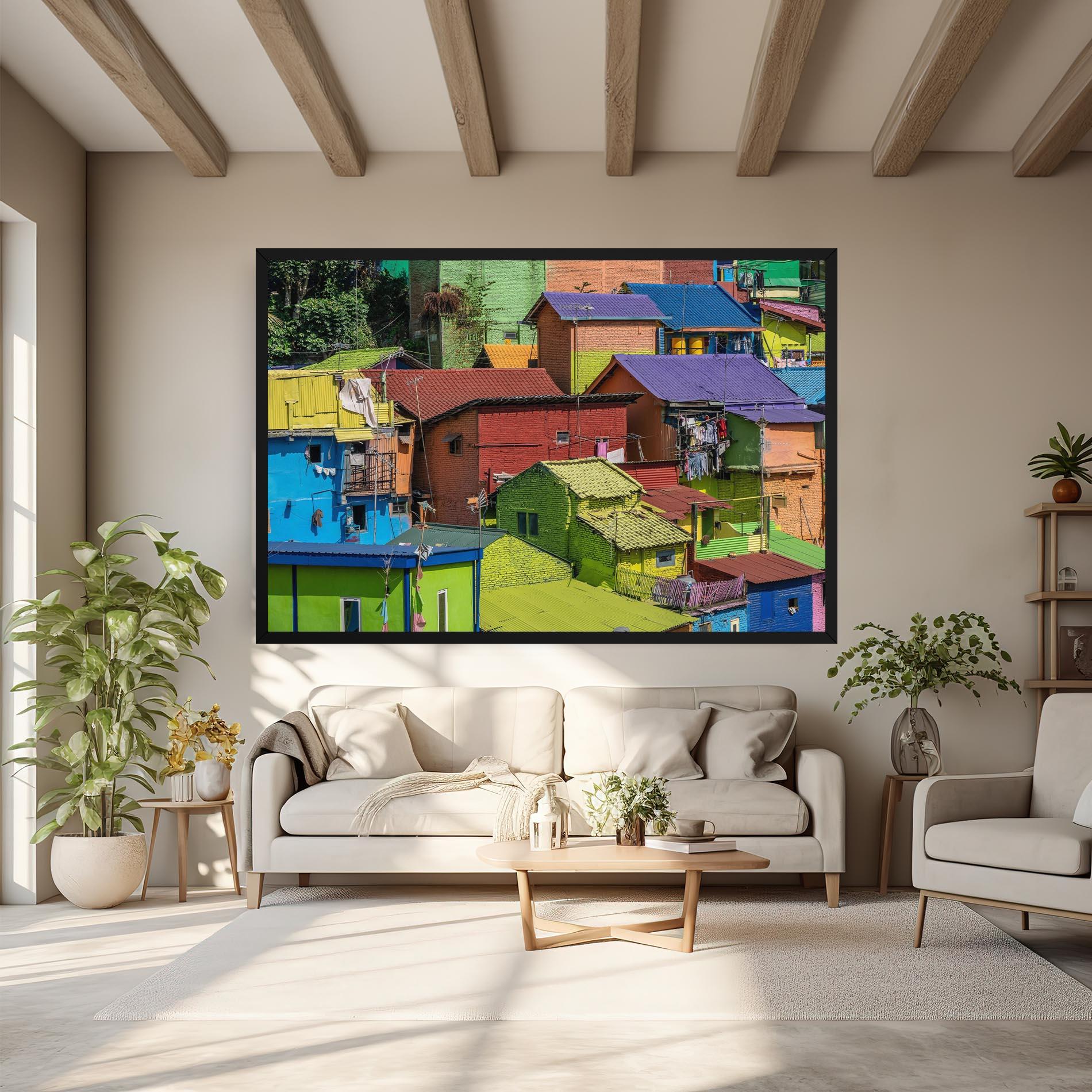 Leinwandbild Colorful Small Houses mockup 6