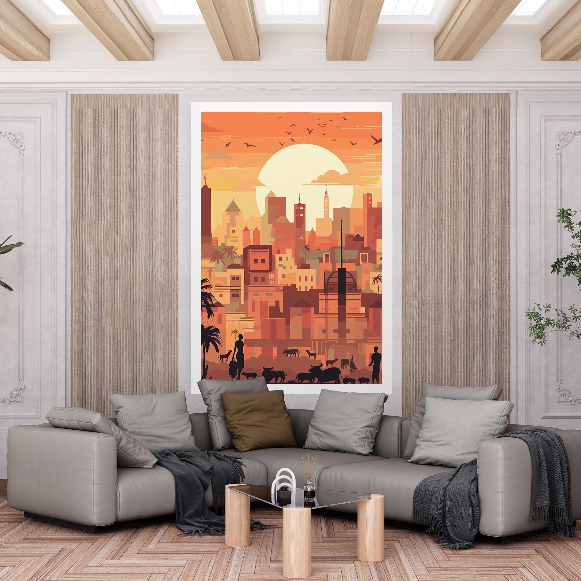 Leinwandbild Africa City Sunset mockup 6
