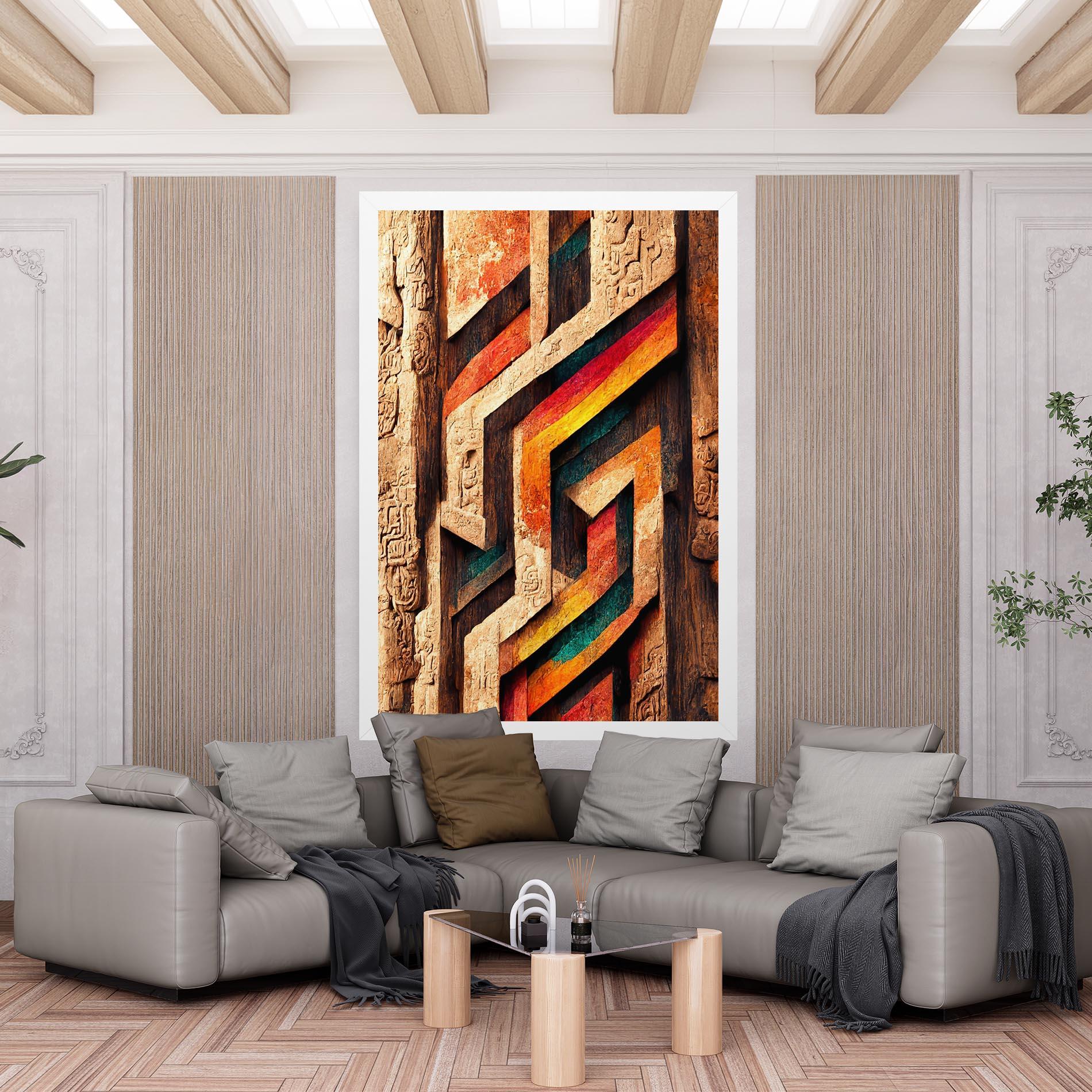 Leinwandbild Mayan Style Wood mockup 6