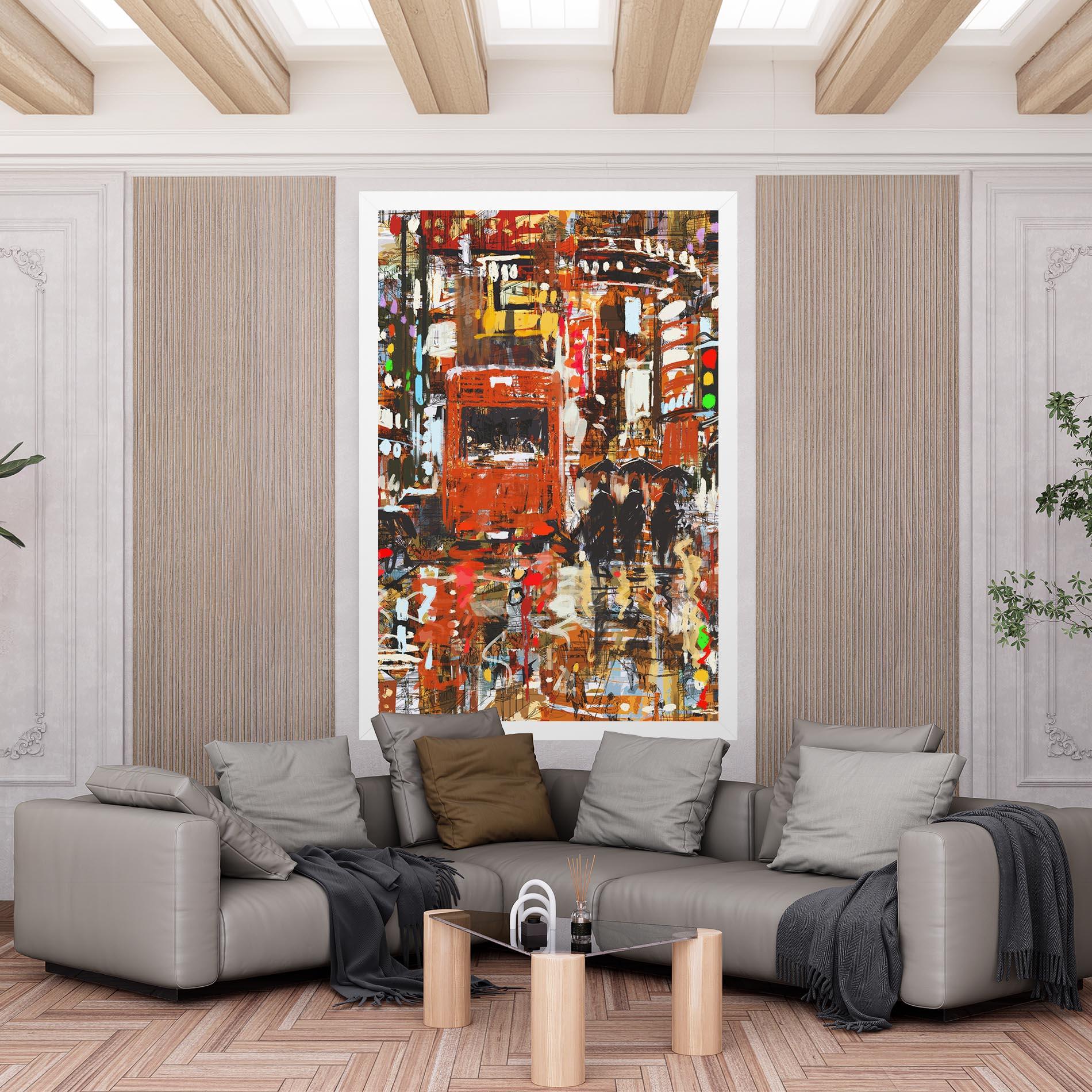 Leinwandbild Seamless Colorful City mockup 6