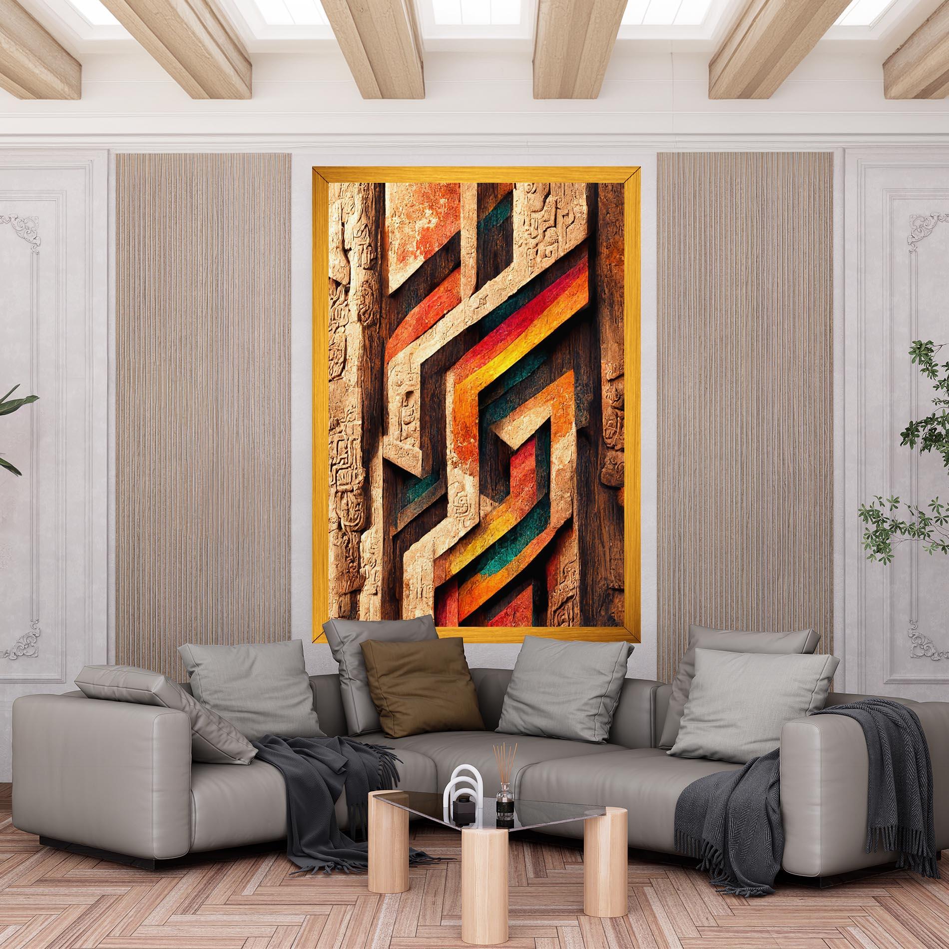 Leinwandbild Mayan Style Wood mockup 6