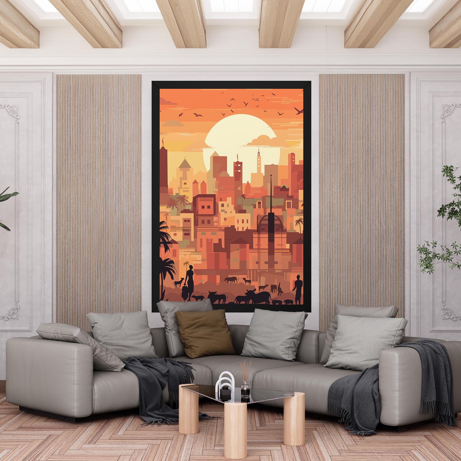 Leinwandbild Africa City Sunset mockup 6