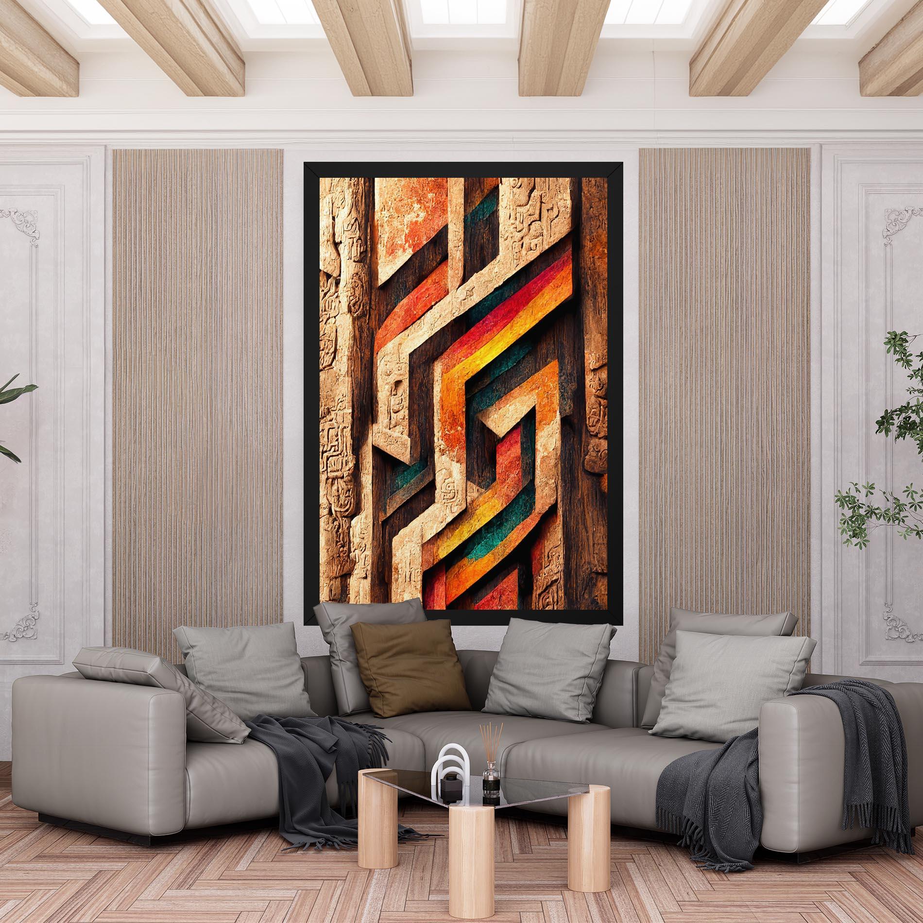 Leinwandbild Mayan Style Wood mockup 6