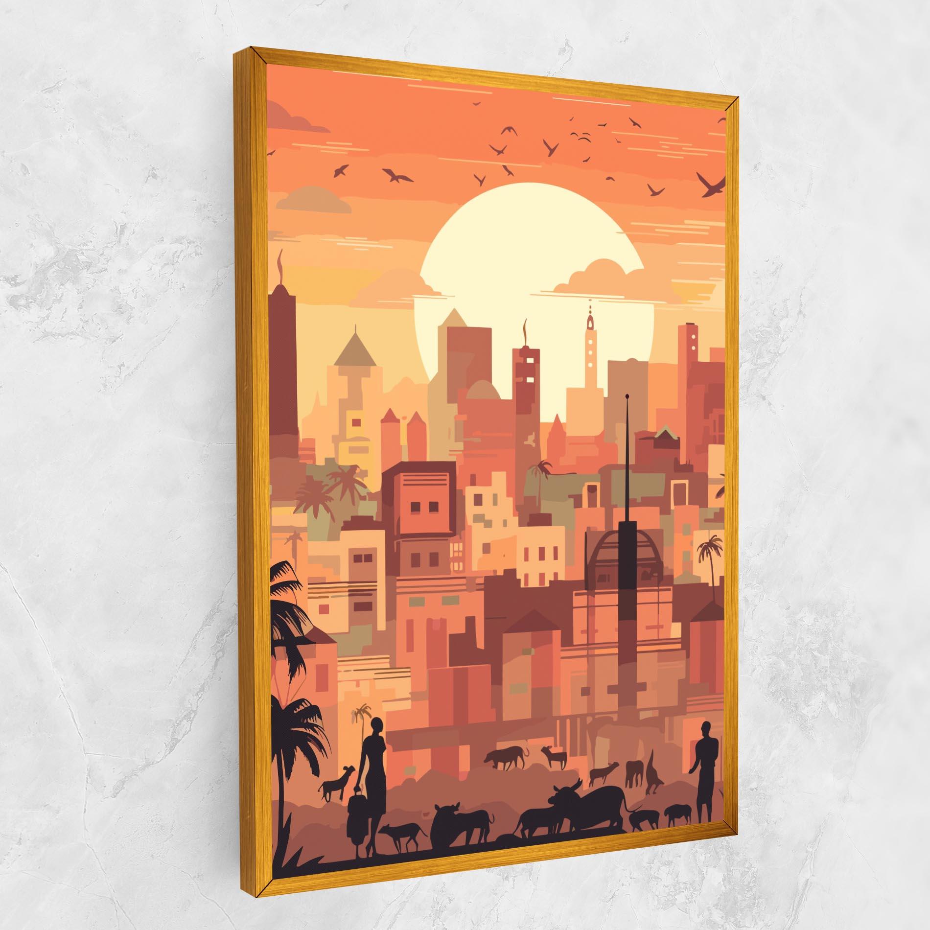Leinwandbild Africa City Sunset mockup 1