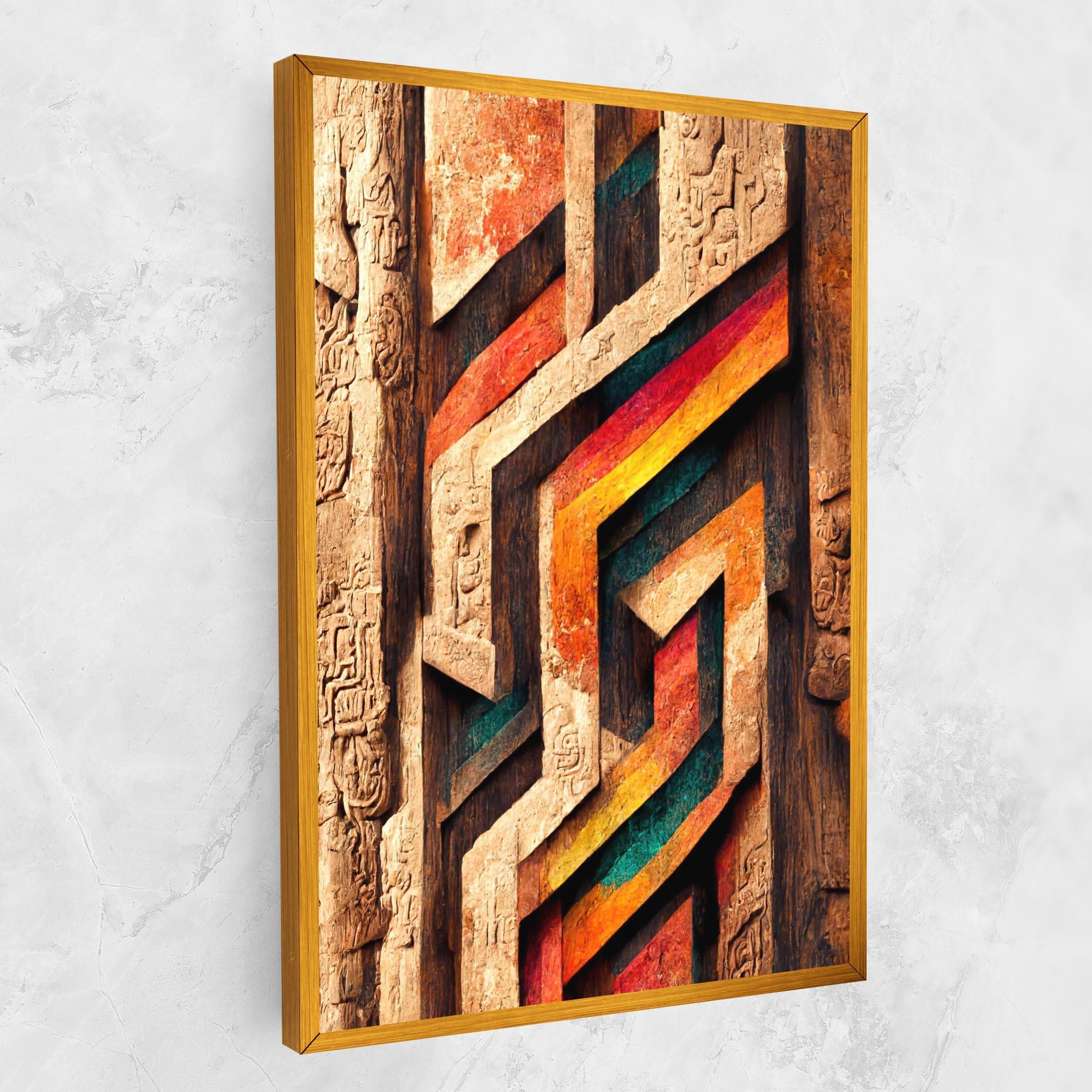 Leinwandbild Mayan Style Wood mockup 1