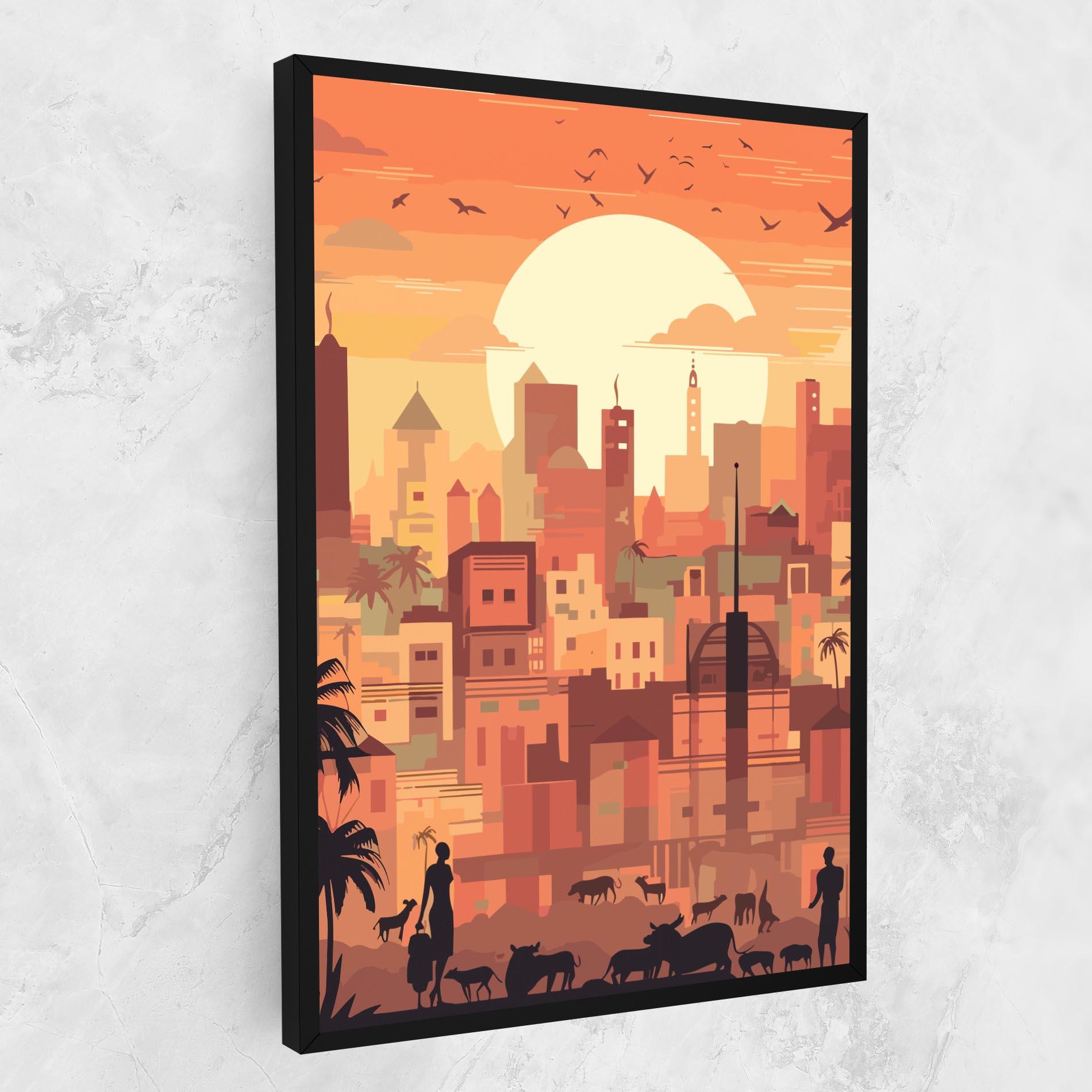 Leinwandbild Africa City Sunset mockup 1