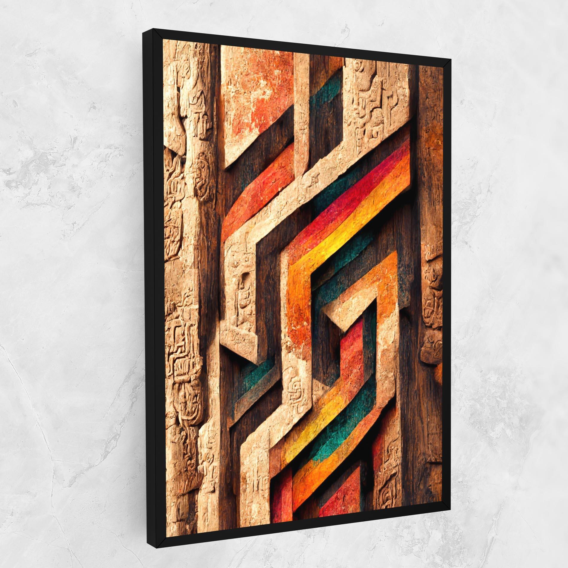 Leinwandbild Mayan Style Wood mockup 1
