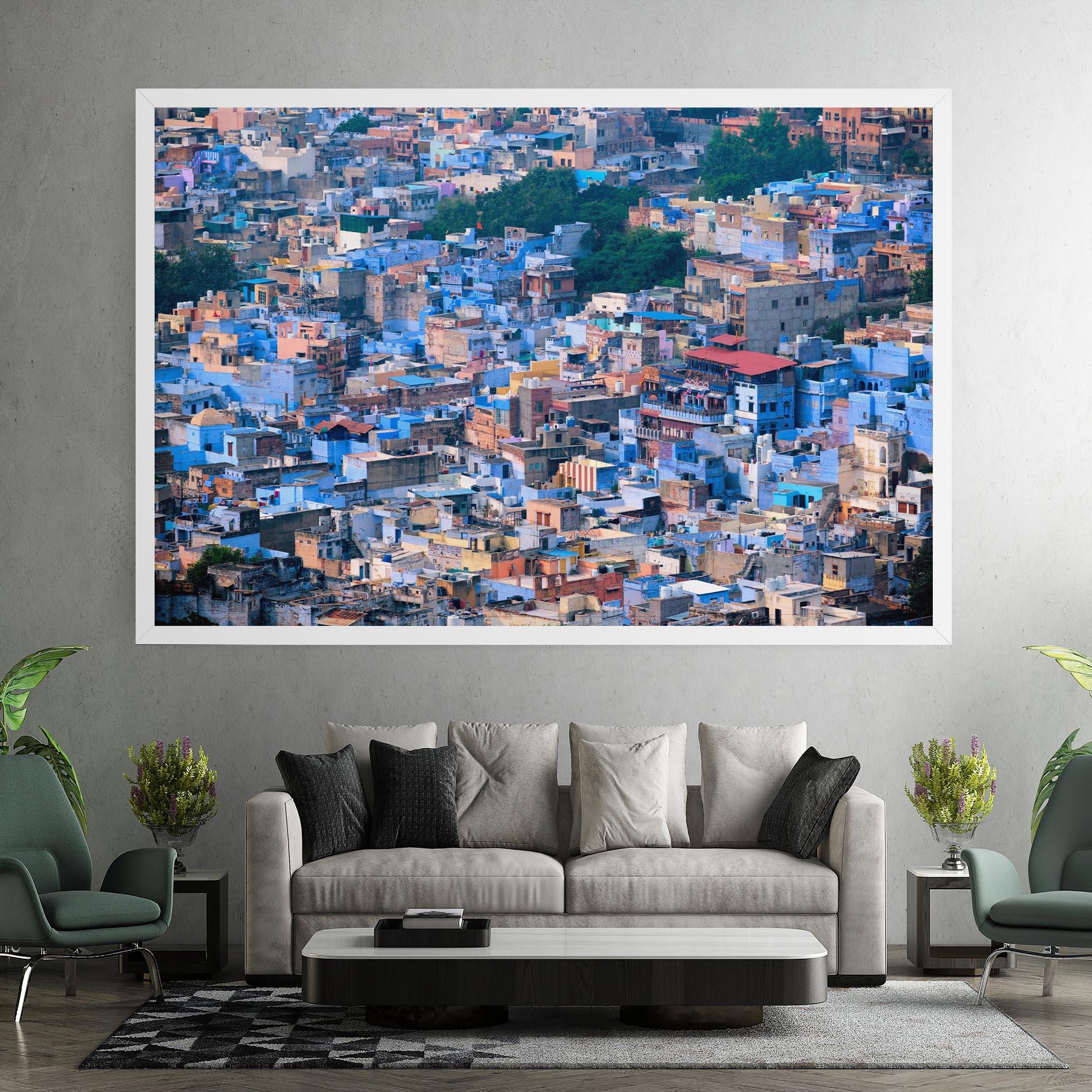 Leinwandbild Blue City India mockup 7