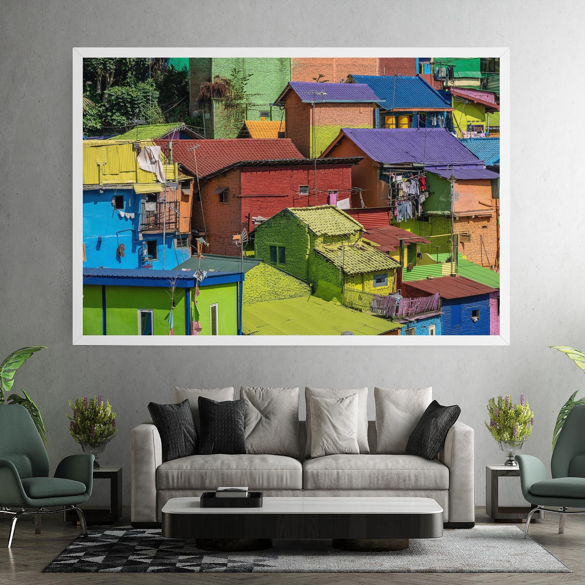Leinwandbild Colorful Small Houses mockup 7