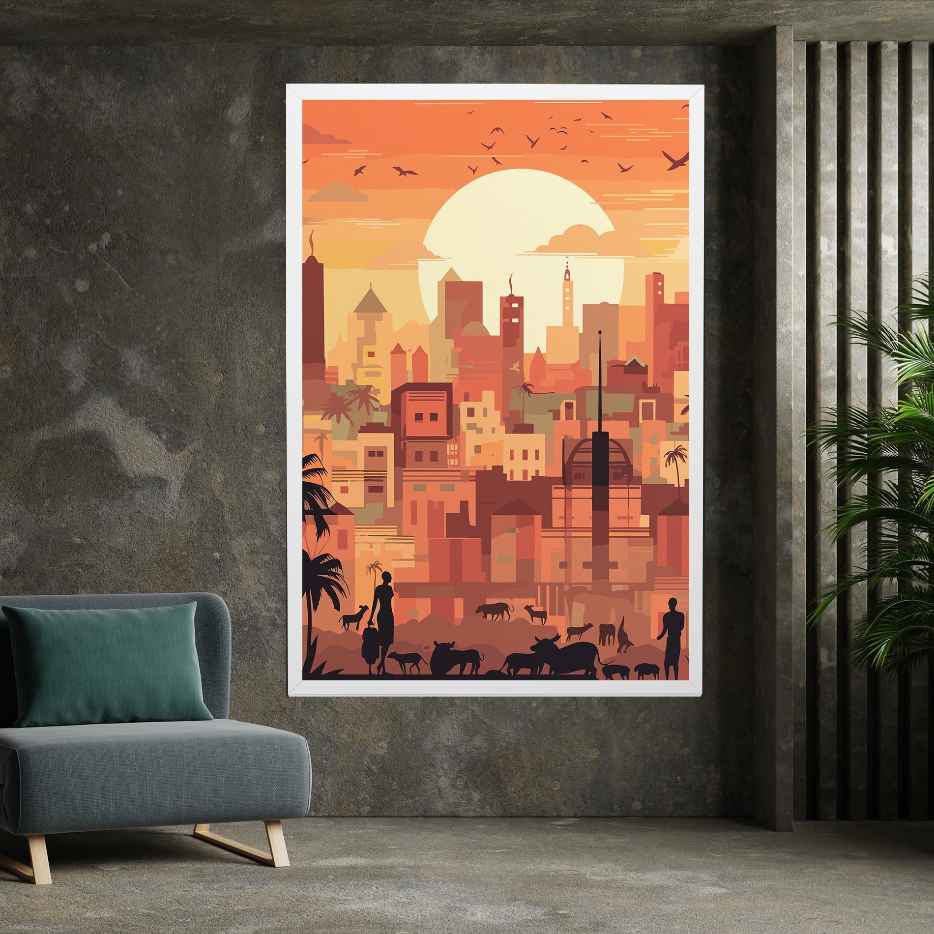 Leinwandbild Africa City Sunset mockup 7