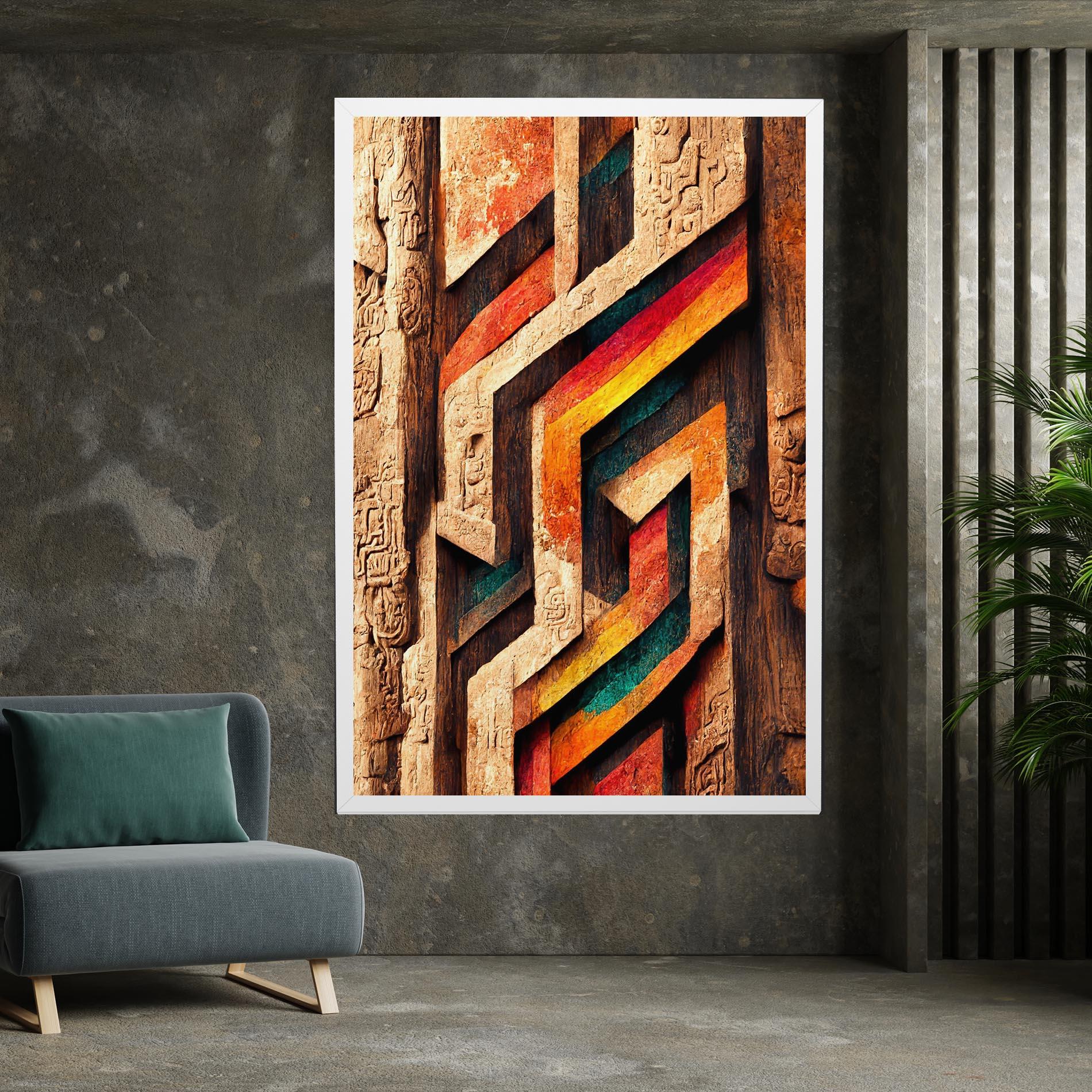 Leinwandbild Mayan Style Wood mockup 7