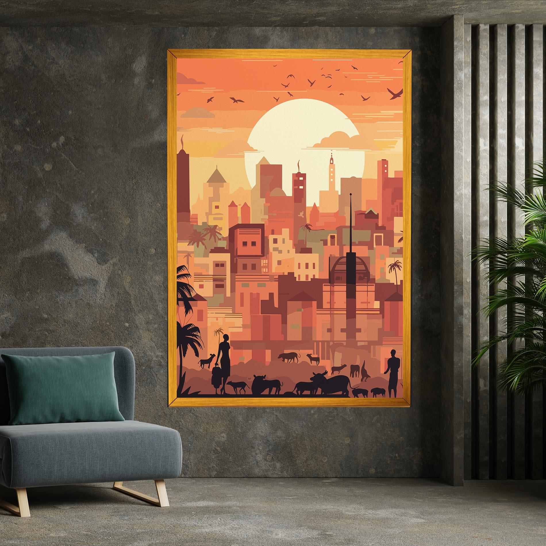 Leinwandbild Africa City Sunset mockup 7