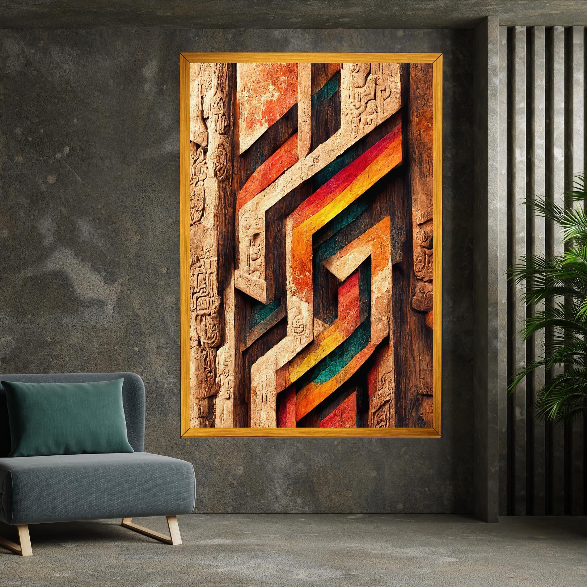 Leinwandbild Mayan Style Wood mockup 7