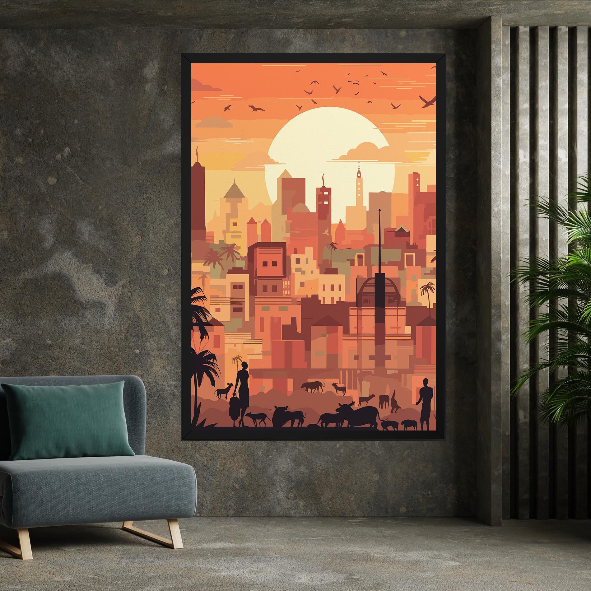 Leinwandbild Africa City Sunset mockup 7