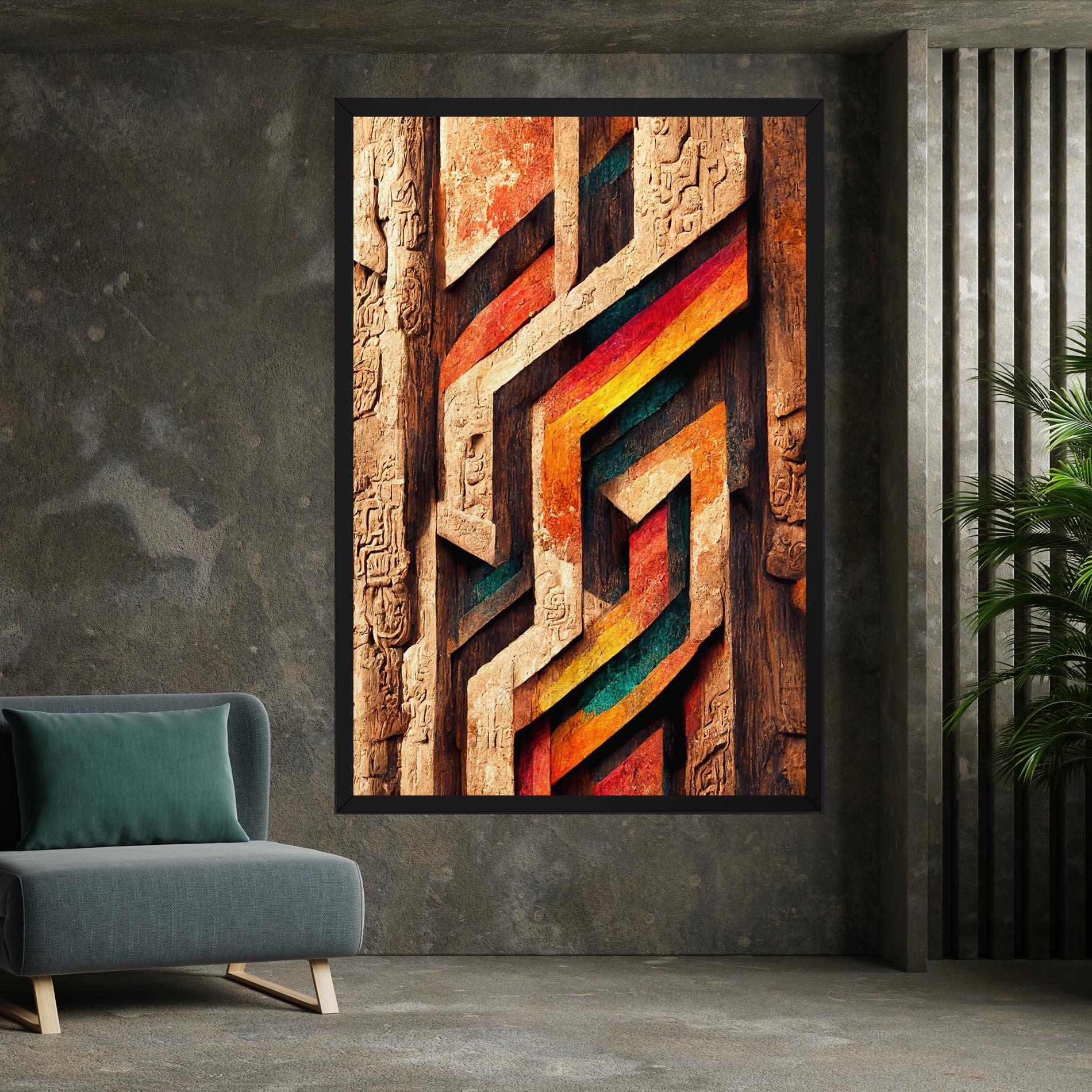 Leinwandbild Mayan Style Wood mockup 7