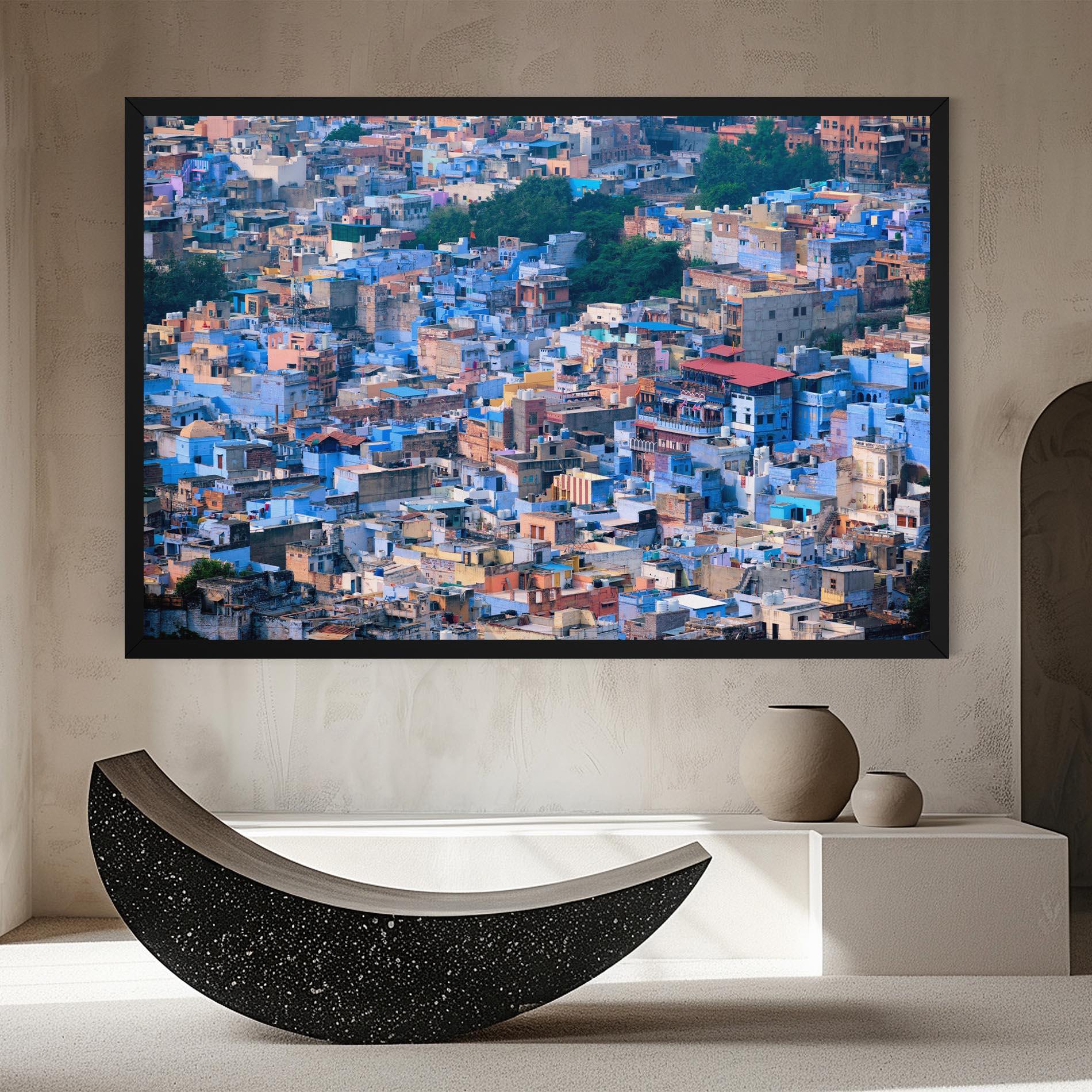 Leinwandbild Blue City India mockup 8