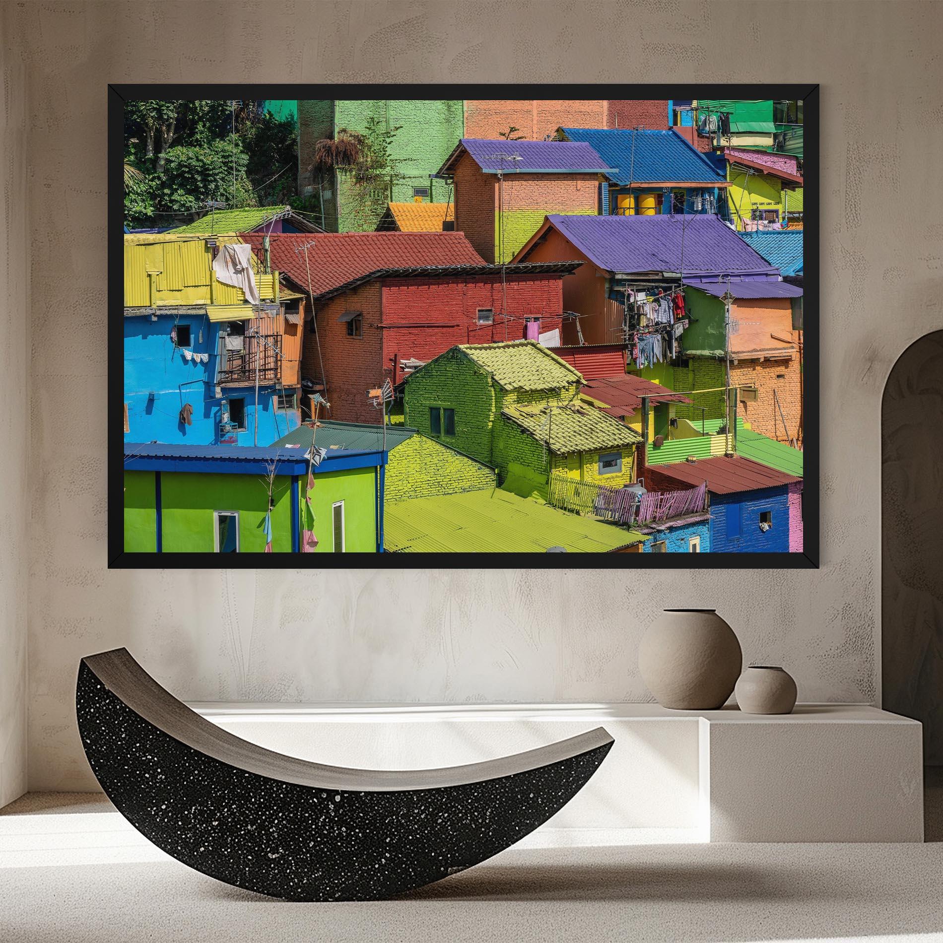 Leinwandbild Colorful Small Houses mockup 8