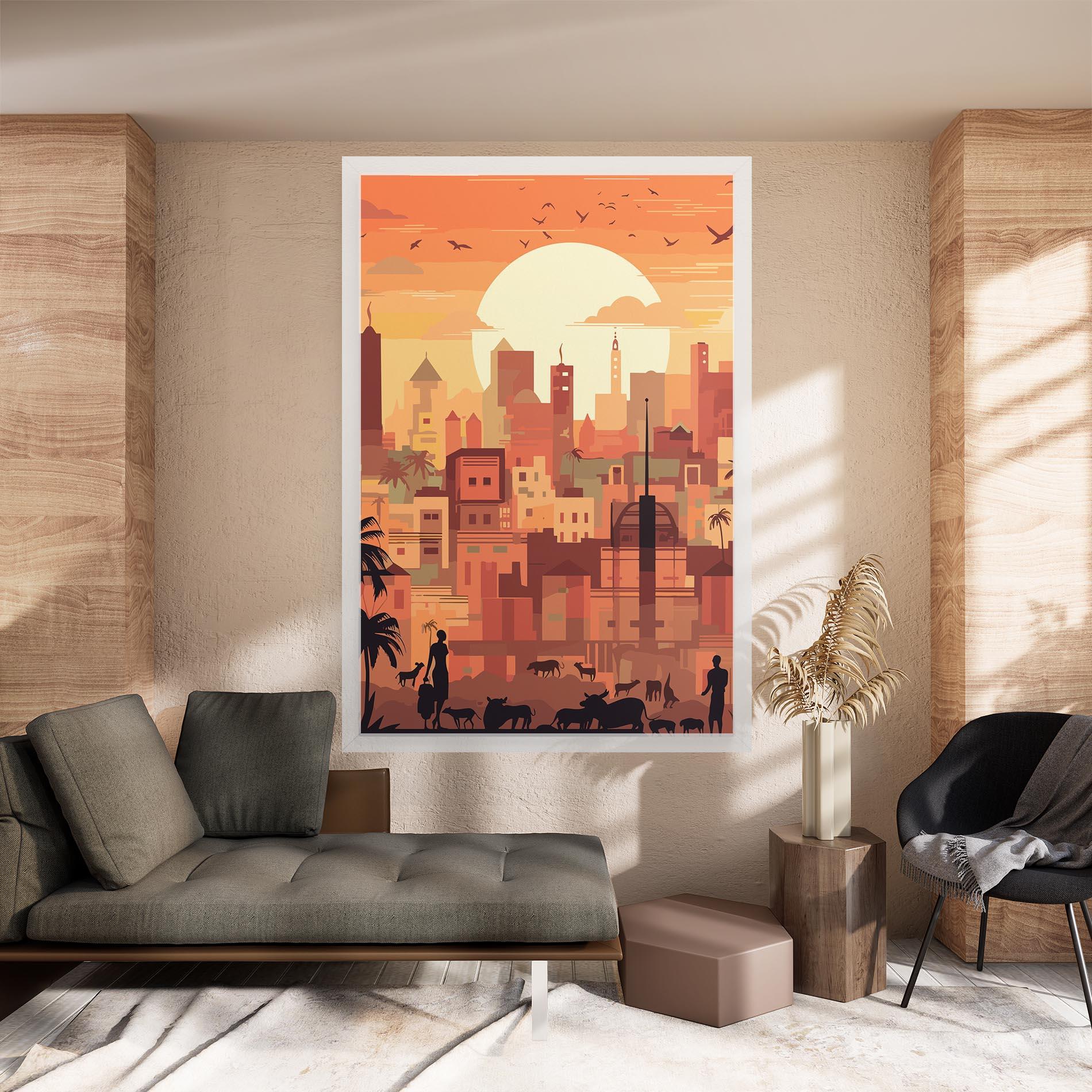 Leinwandbild Africa City Sunset mockup 8
