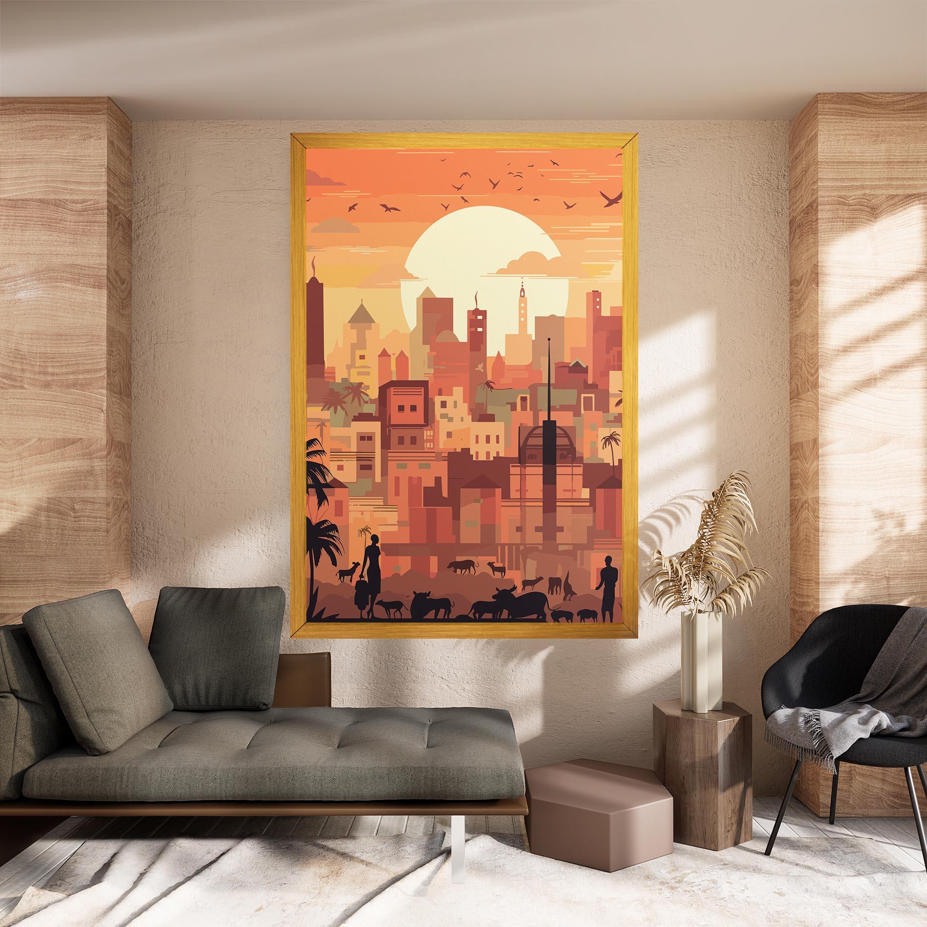 Leinwandbild Africa City Sunset mockup 8