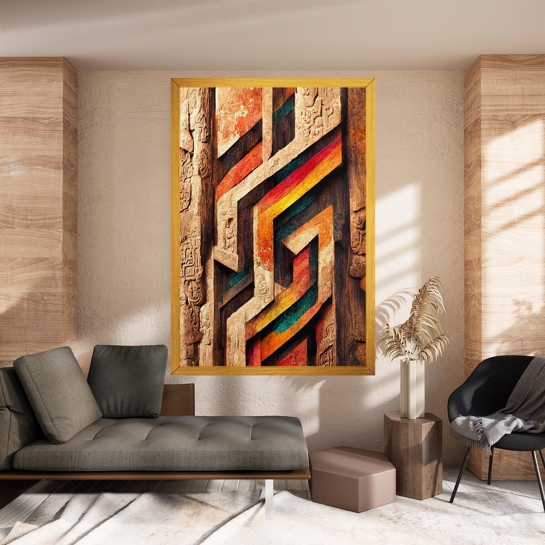 Leinwandbild Mayan Style Wood mockup 8