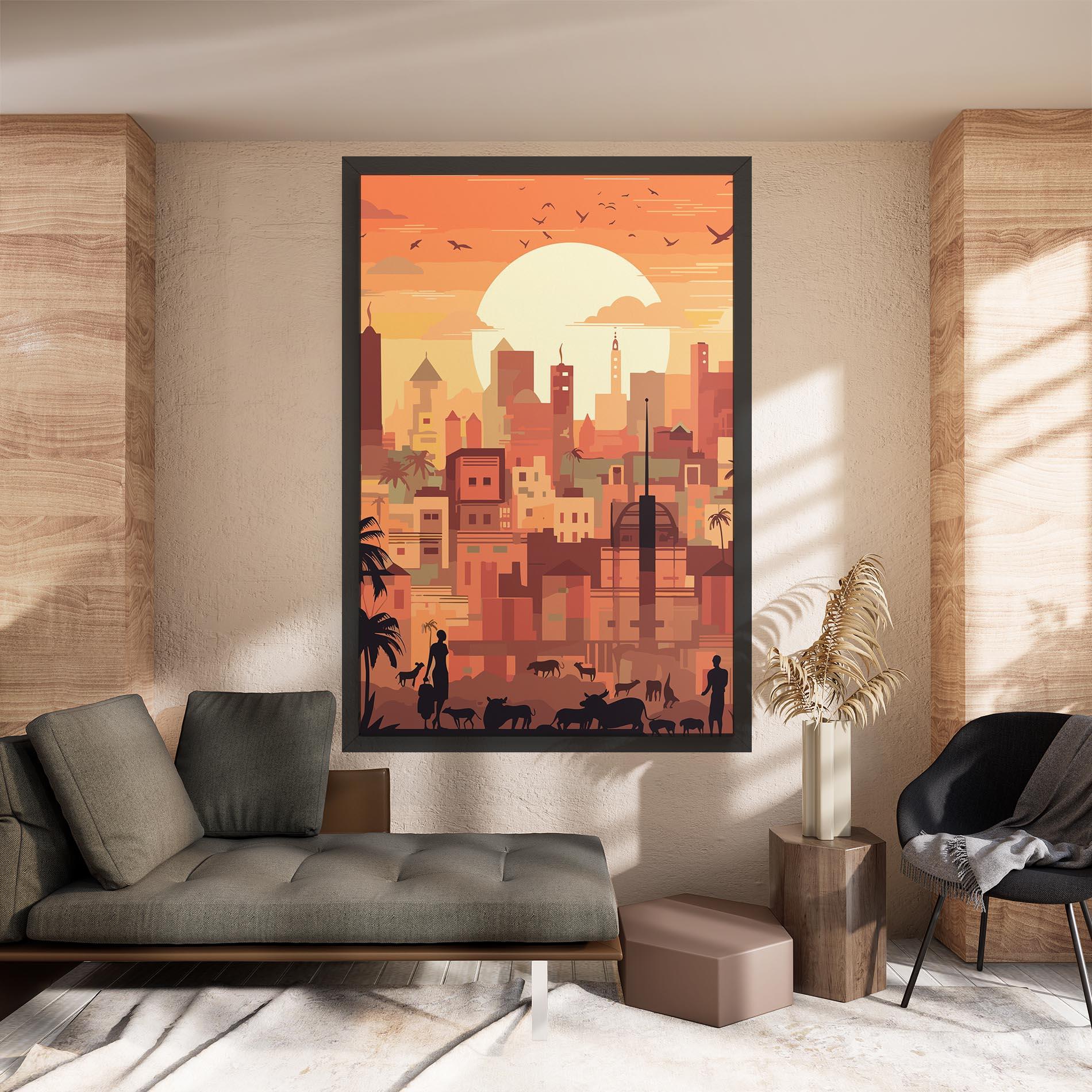 Leinwandbild Africa City Sunset mockup 8