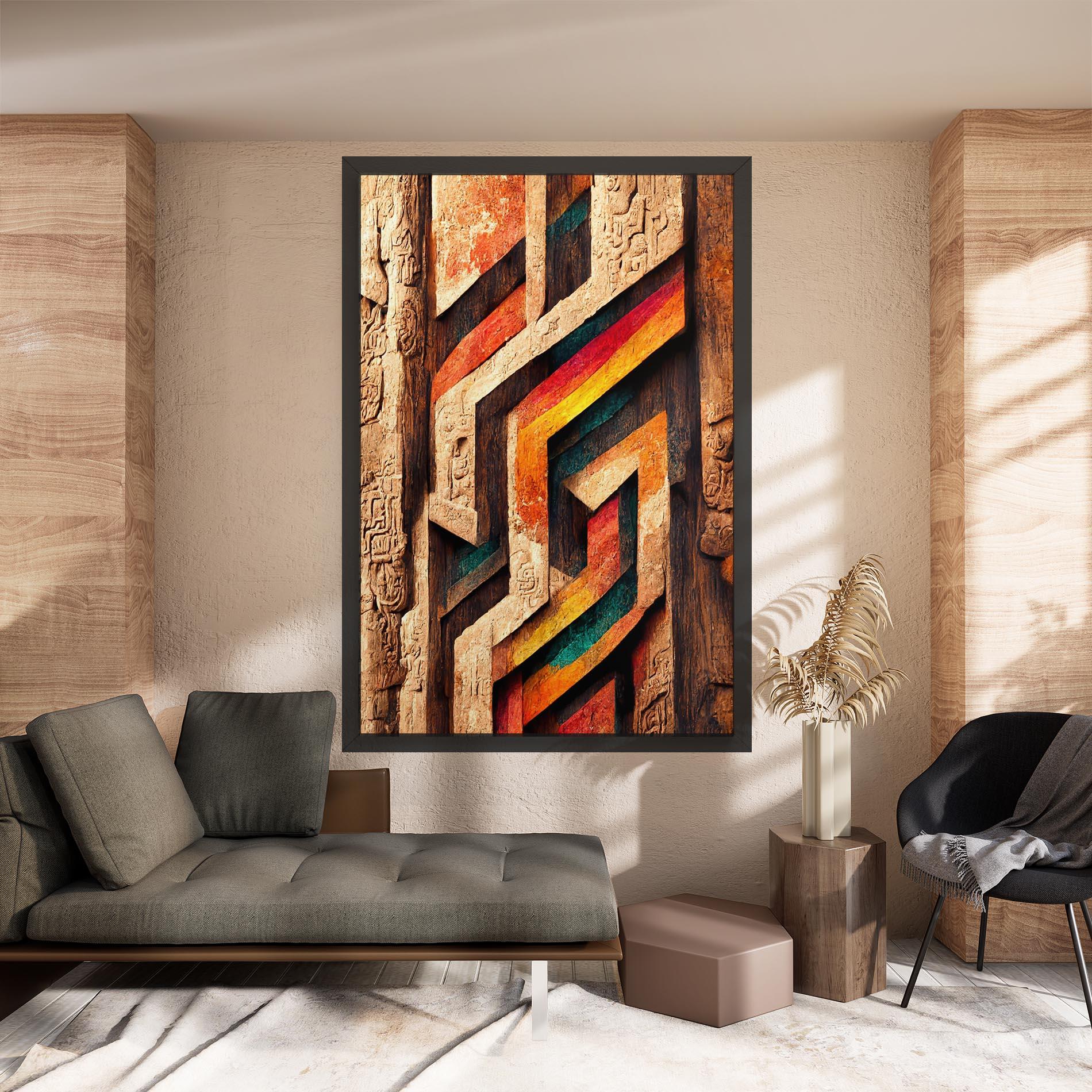 Leinwandbild Mayan Style Wood mockup 8