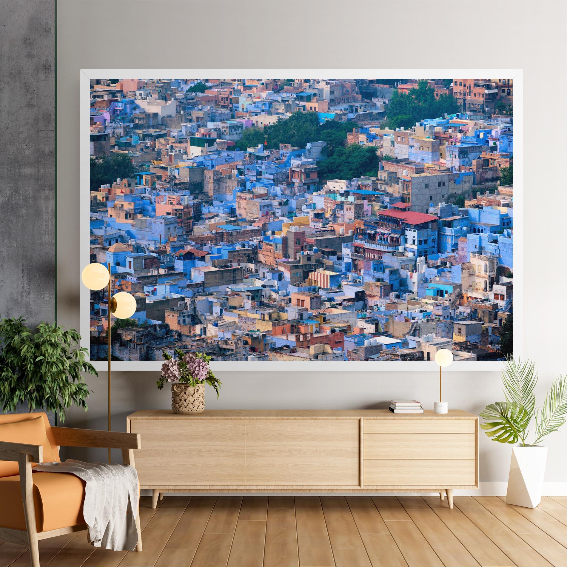 Leinwandbild Blue City India mockup 9