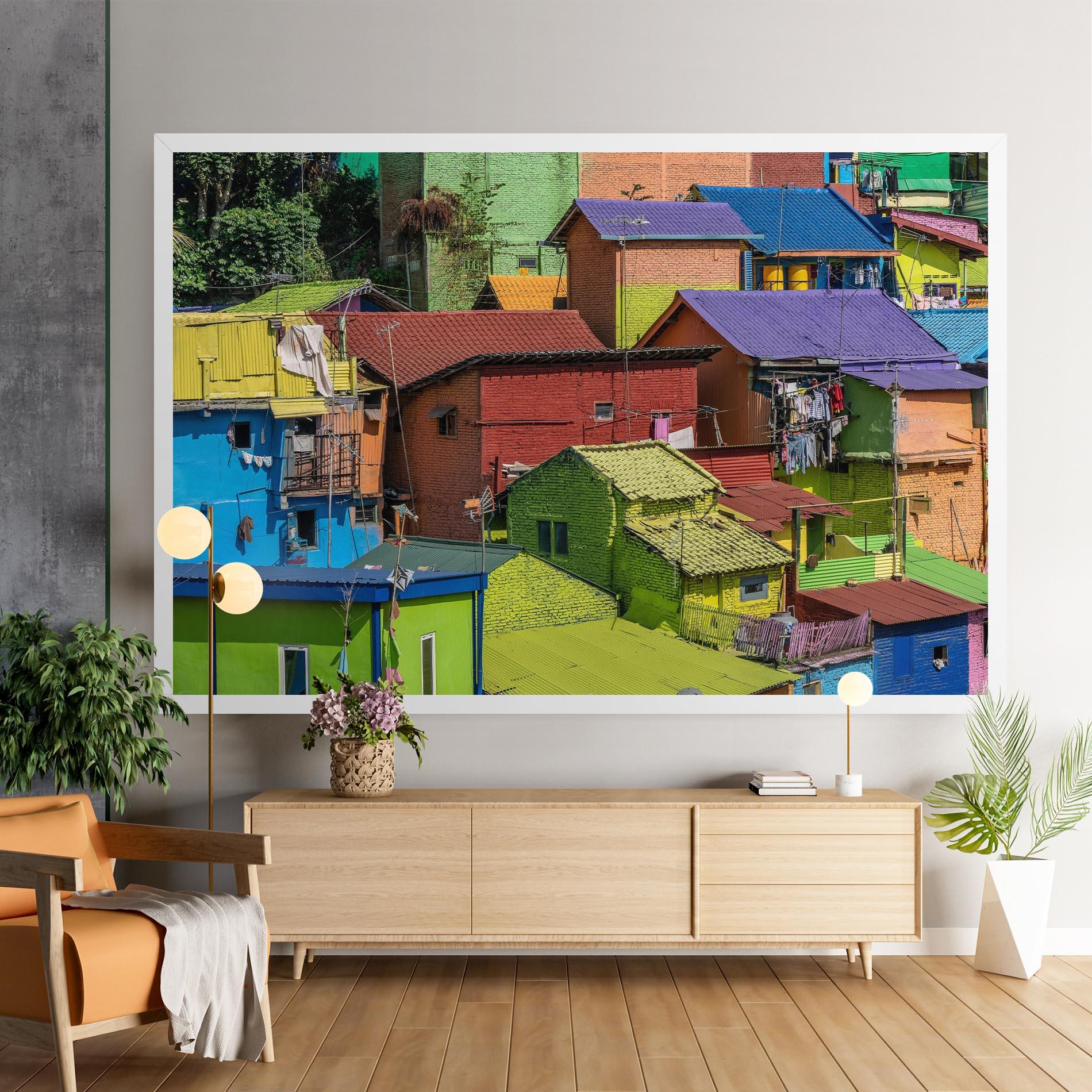 Leinwandbild Colorful Small Houses mockup 9