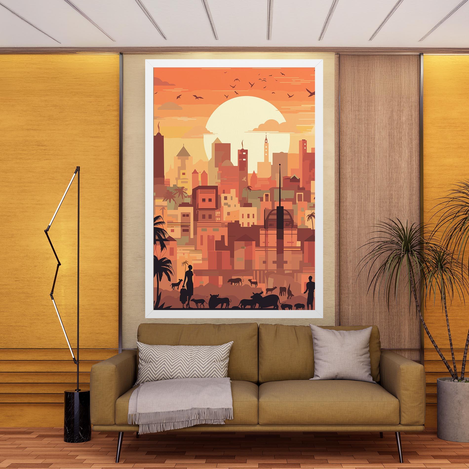 Leinwandbild Africa City Sunset mockup 9