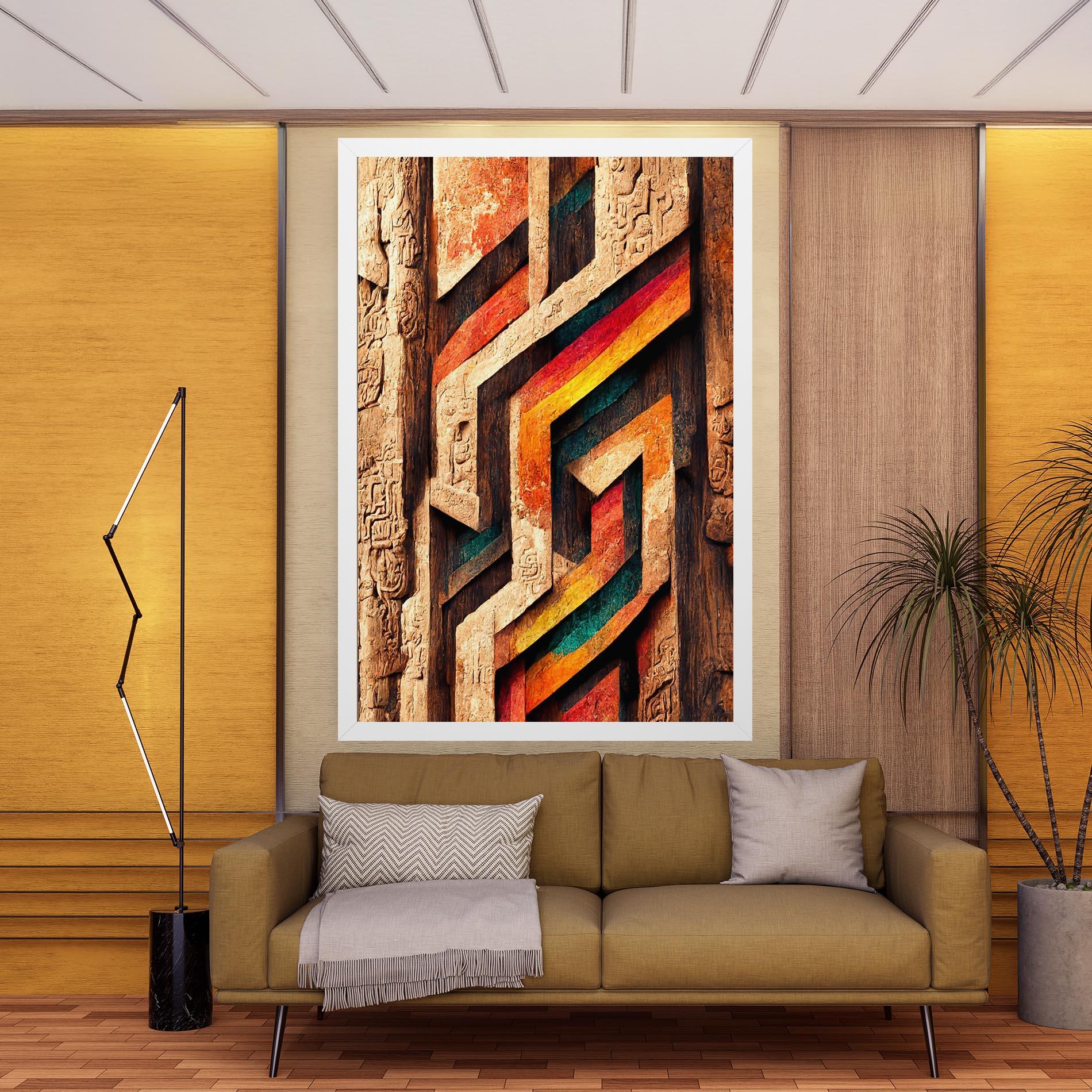 Leinwandbild Mayan Style Wood mockup 9